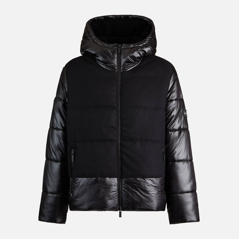Bimaterial Quilted Jacket Black 1