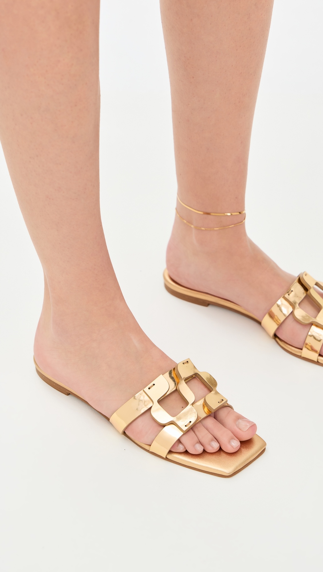Simkhai Monogram Metallic Flat Slides - 2