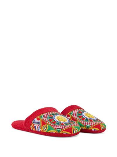 Dolce & Gabbana Carretto Siciliano-print terry slippers outlook