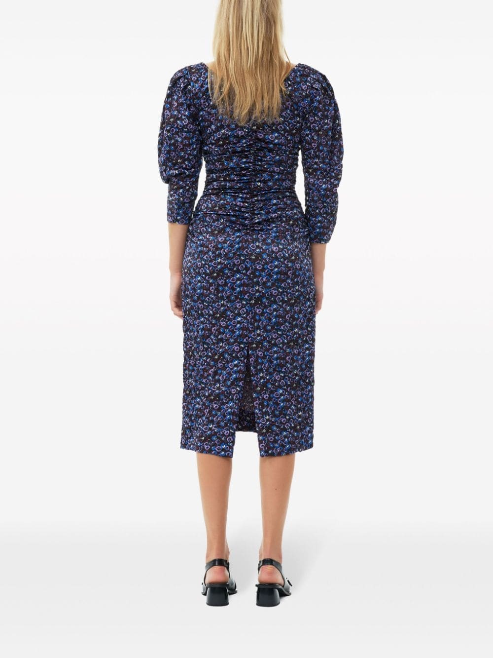 gathered satin midi dress - 4