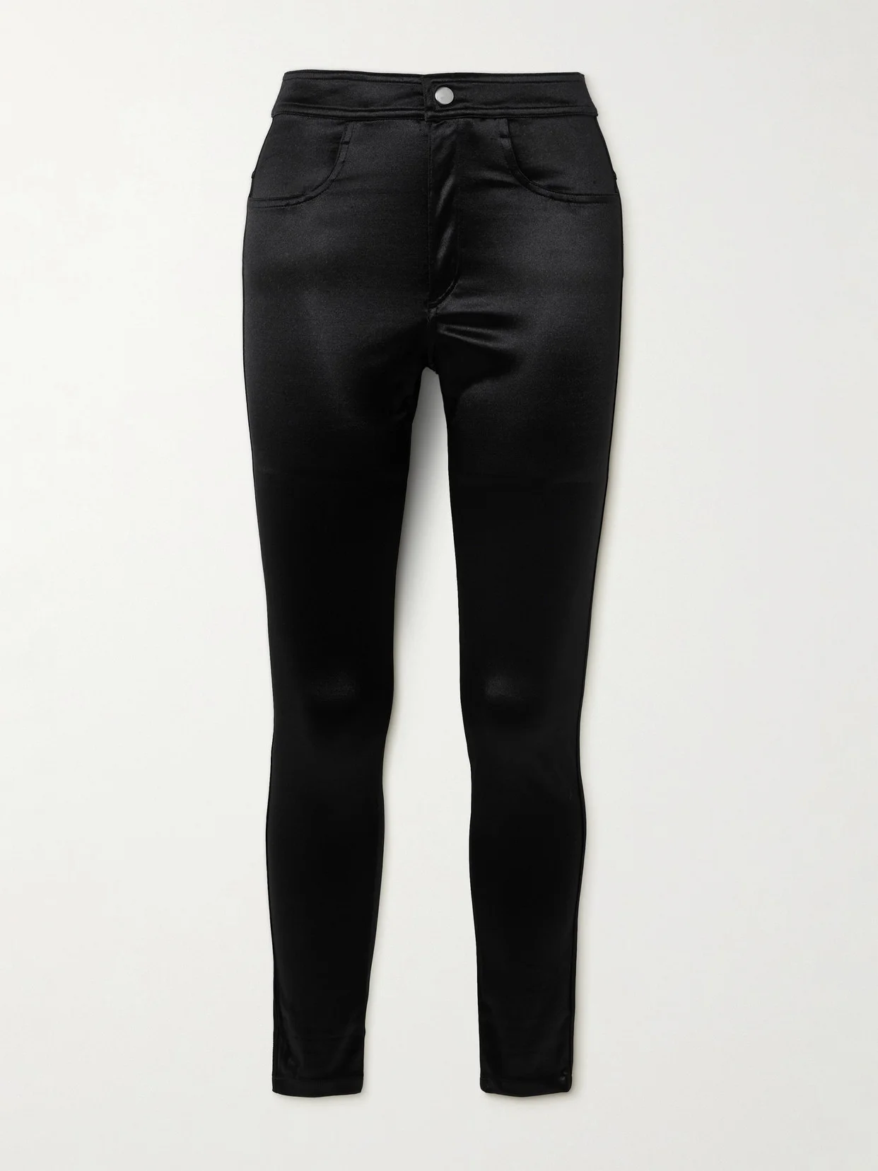 Erna Metallic Stretch-satin Skinny Pants - 1