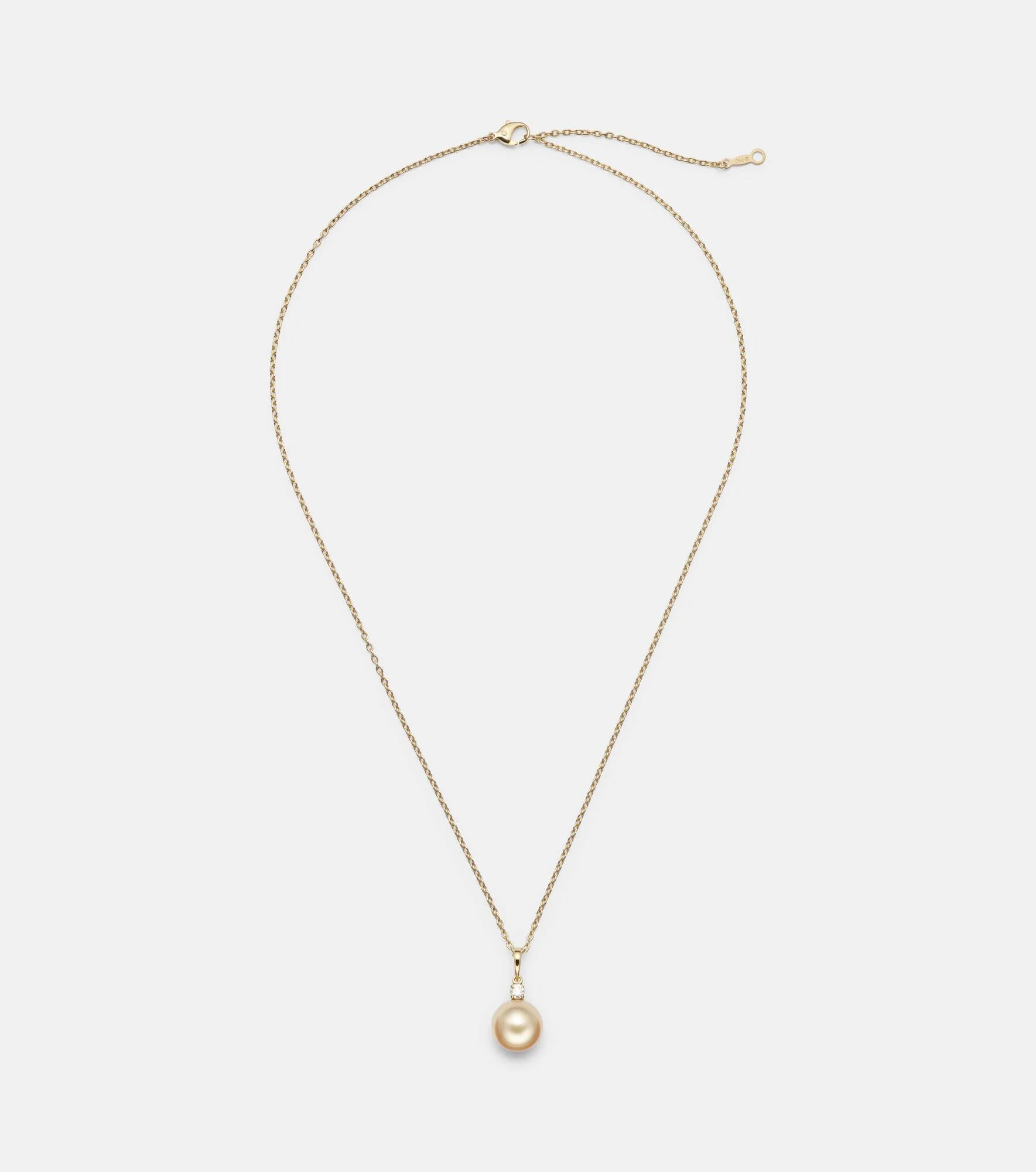 18kt gold necklace with pearl and diamond - 1