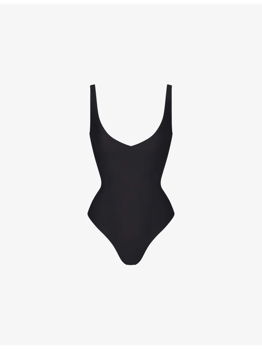 Plunge-Neck Thong Stretch-Woven Bodysuit - 1