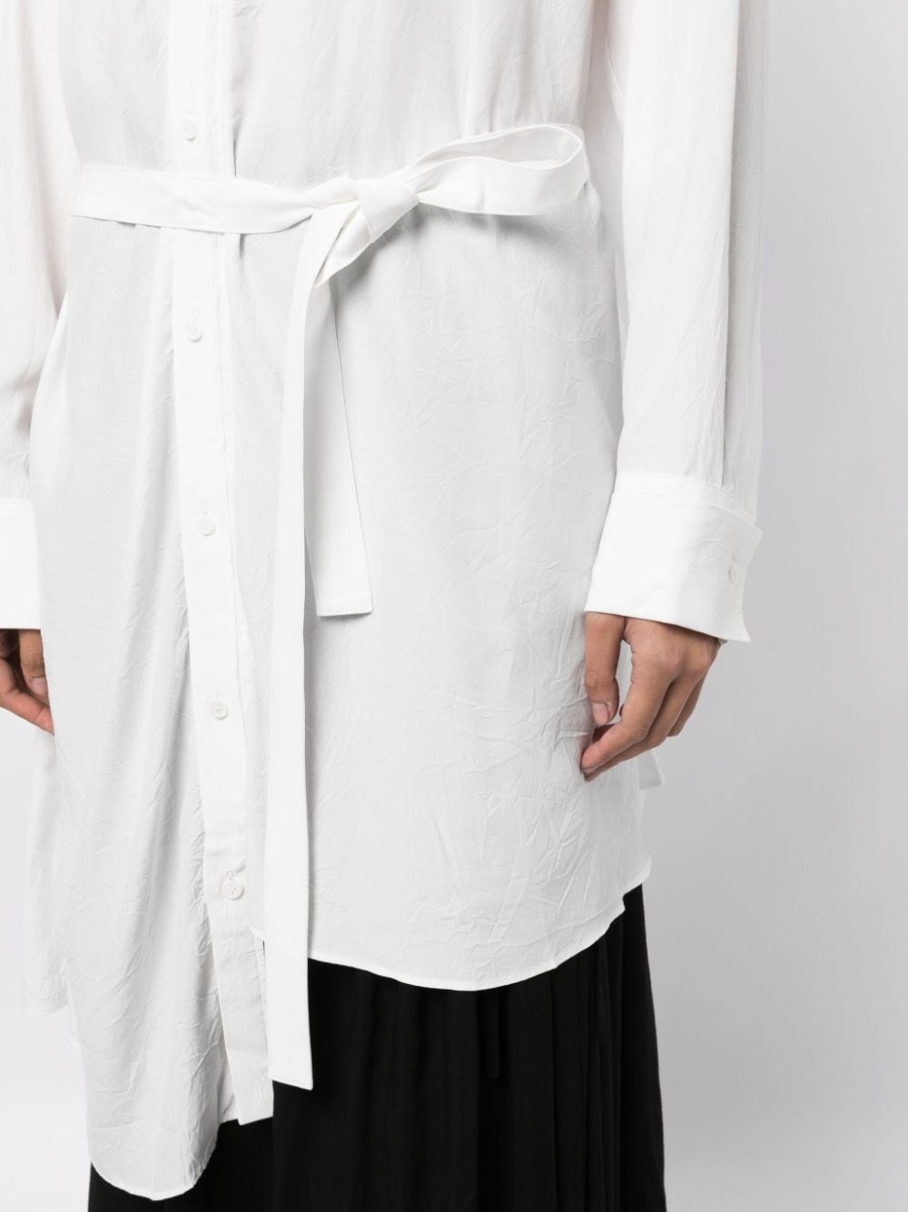 tied-waist asymmetric shirt - 5