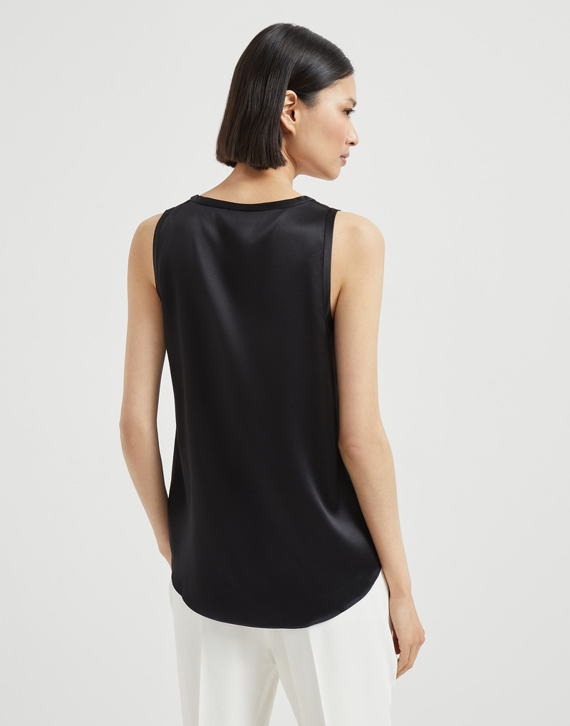 Brunello Cucinelli Stretch silk satin reversible top outlook