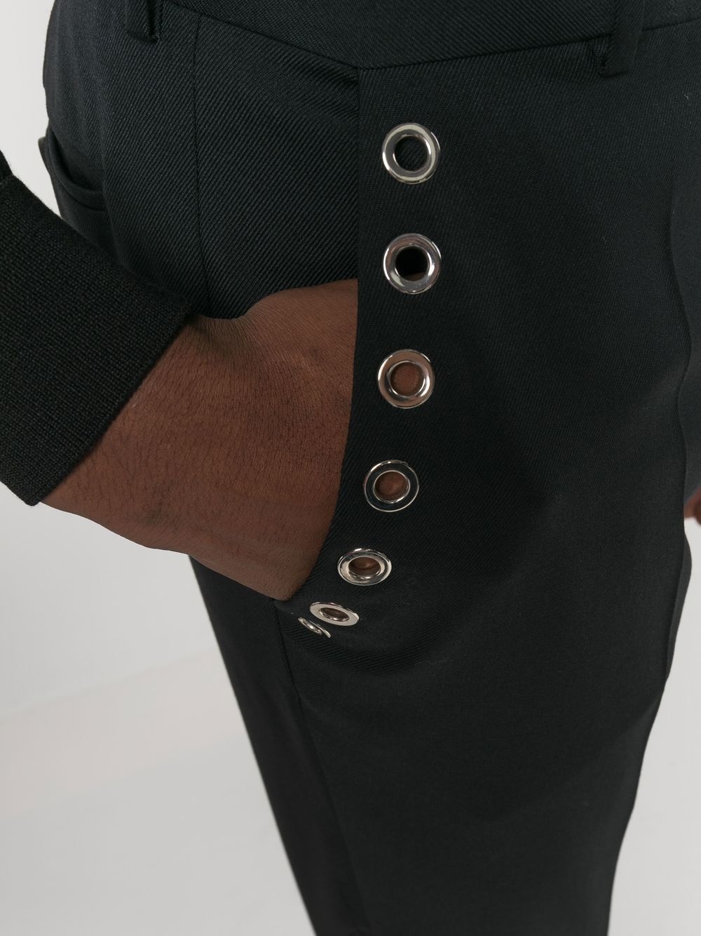 tailored eyelet-detail trousers - 5