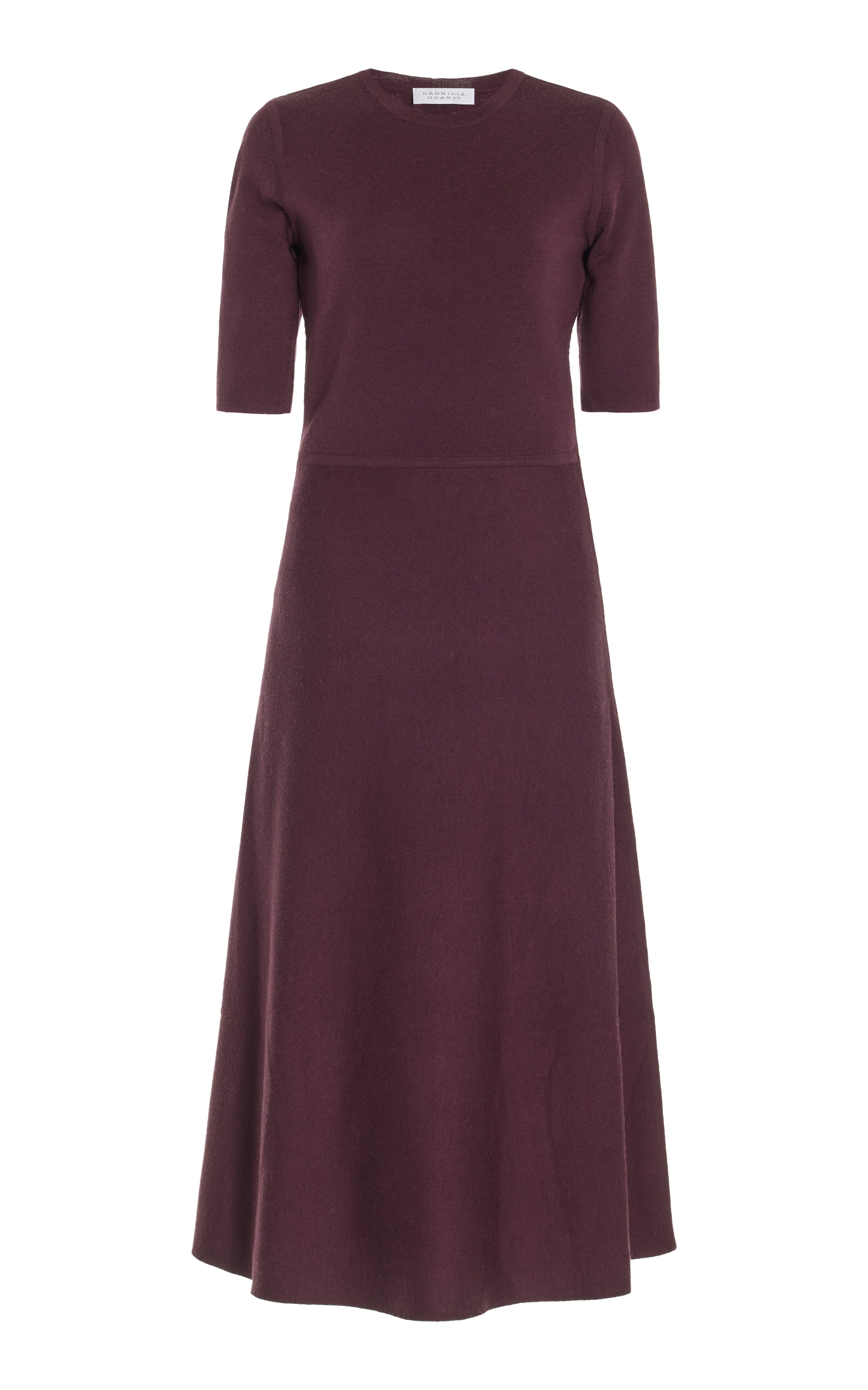 Seymore Knit Dress in Deep Bordeaux Cashmere Wool with Silk - 1