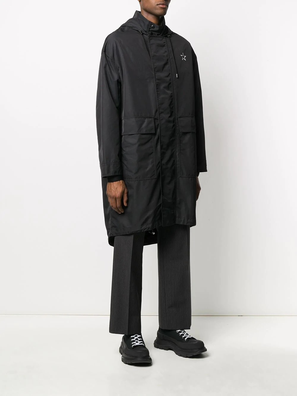 hooded logo raincoat - 4