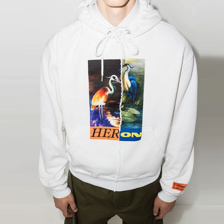 HERON PRESTON Split Herons Hoodie 'White Orange Multi' HMBB021F21JER0010122 - 3