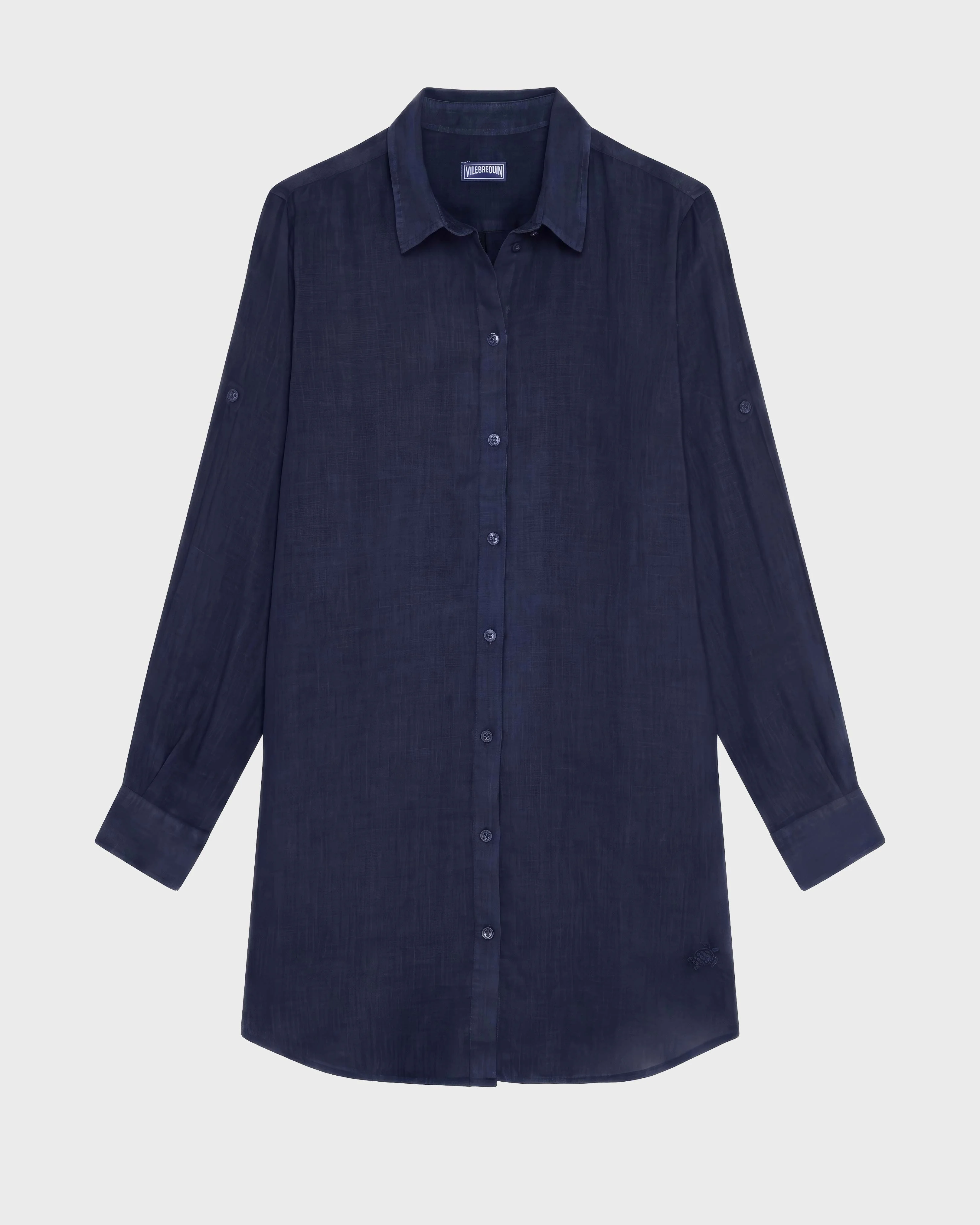 WOMEN LINEN SHIRT DRESS SOLID - 1
