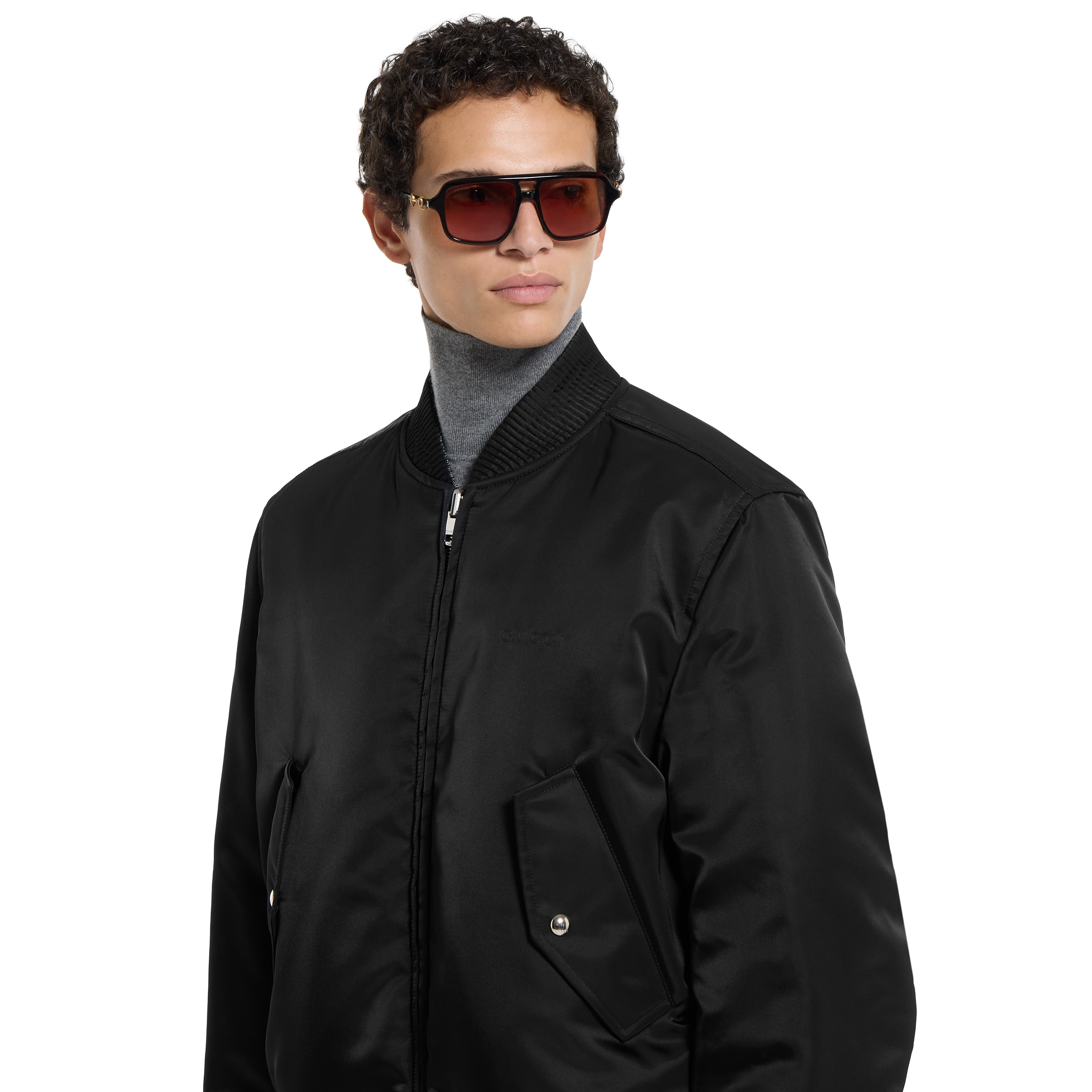 Herringbone wool mouliné bomber jacket - 6