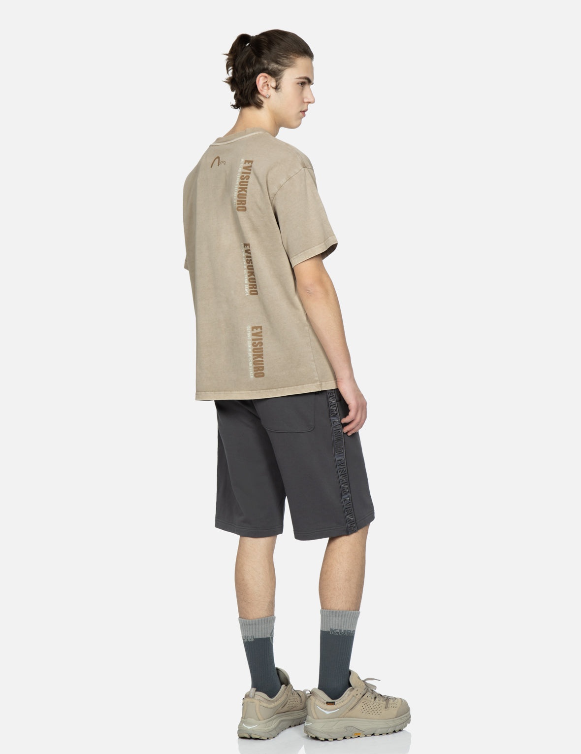 Metallic Stud Textured Logo Print T-shirt - 4