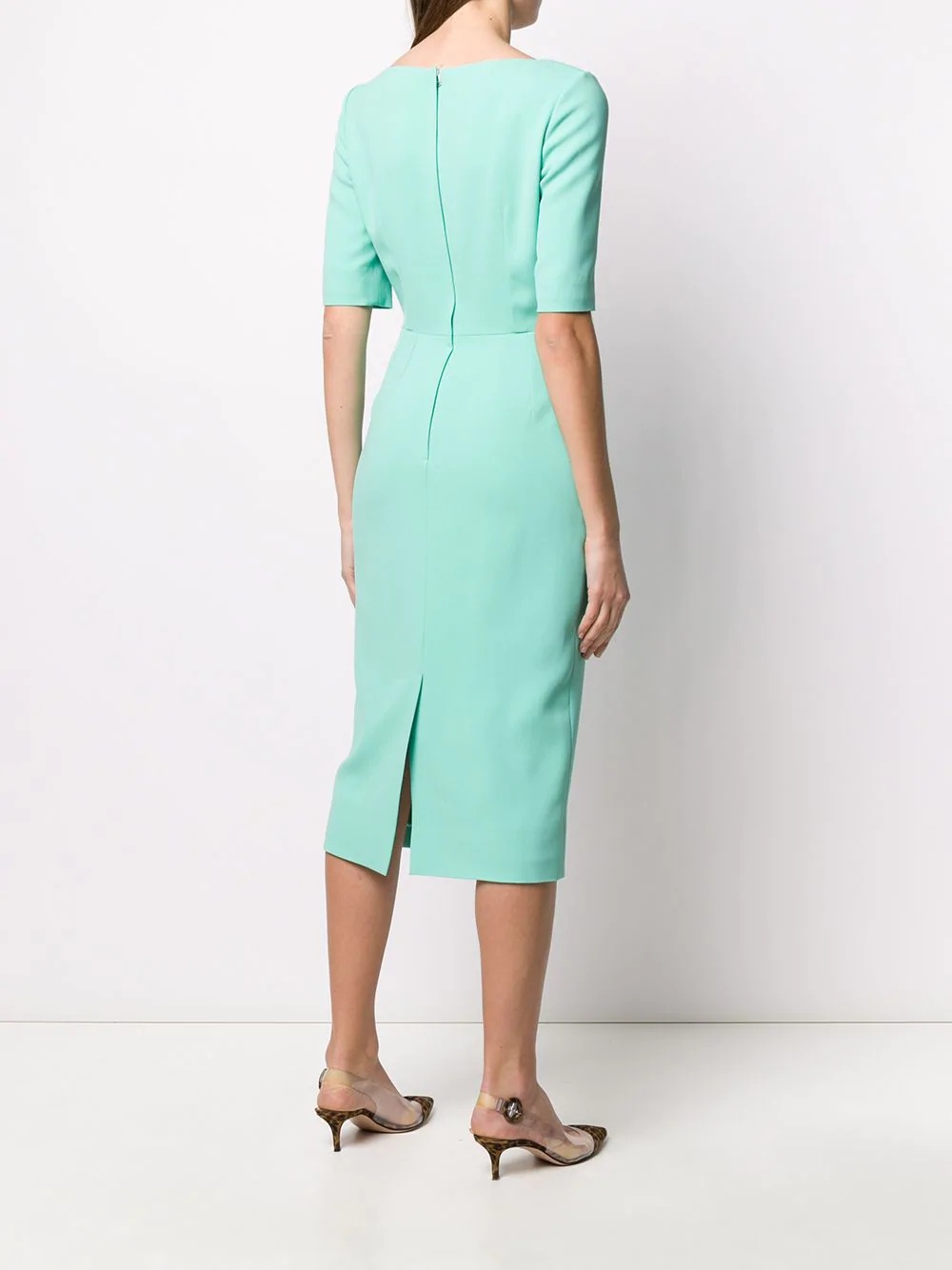 u-neck fitted midi dress - 4