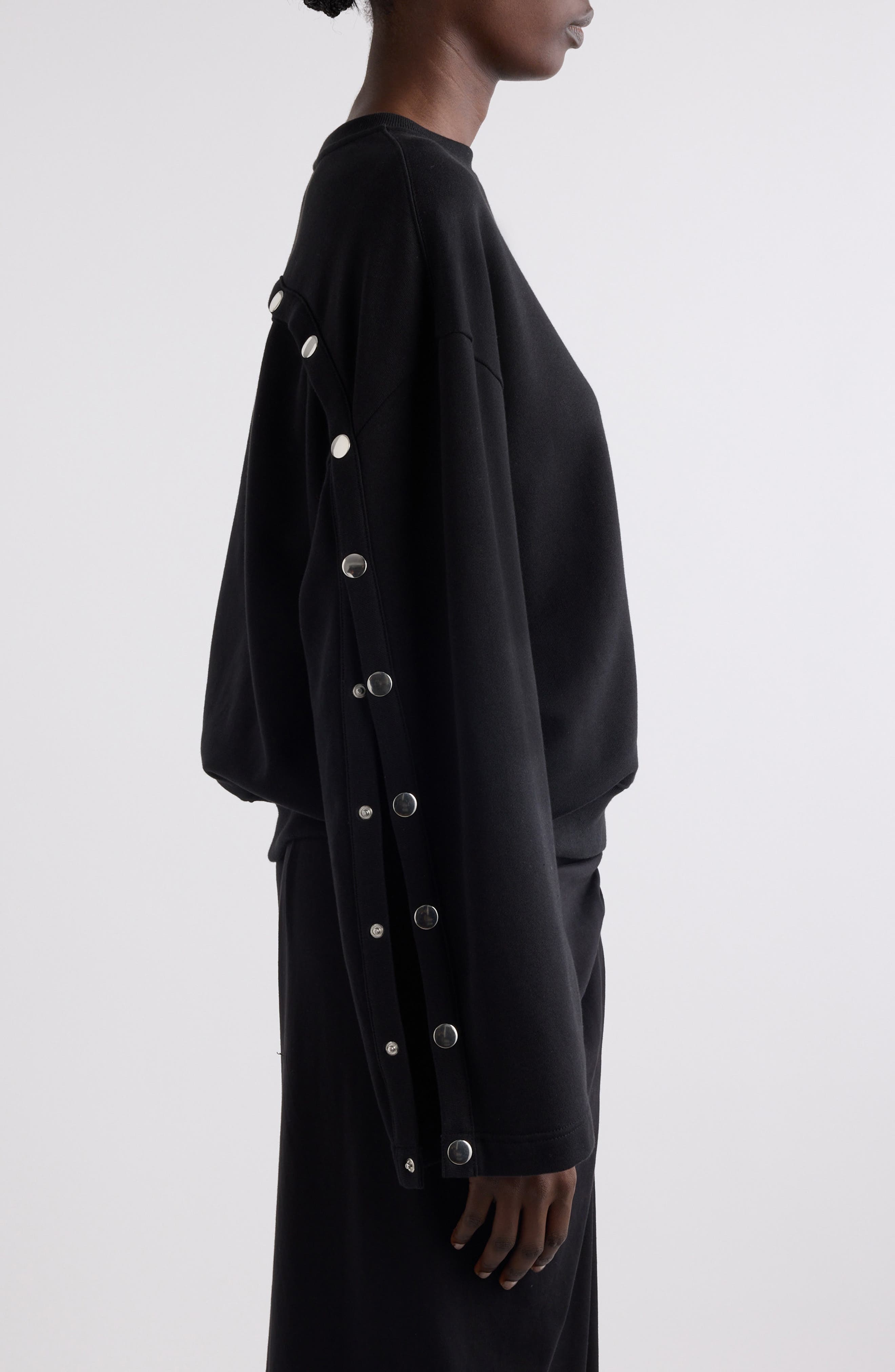 Dries Van Noten Snap Sleeve Sweatshirt in Black at Nordstrom - 5