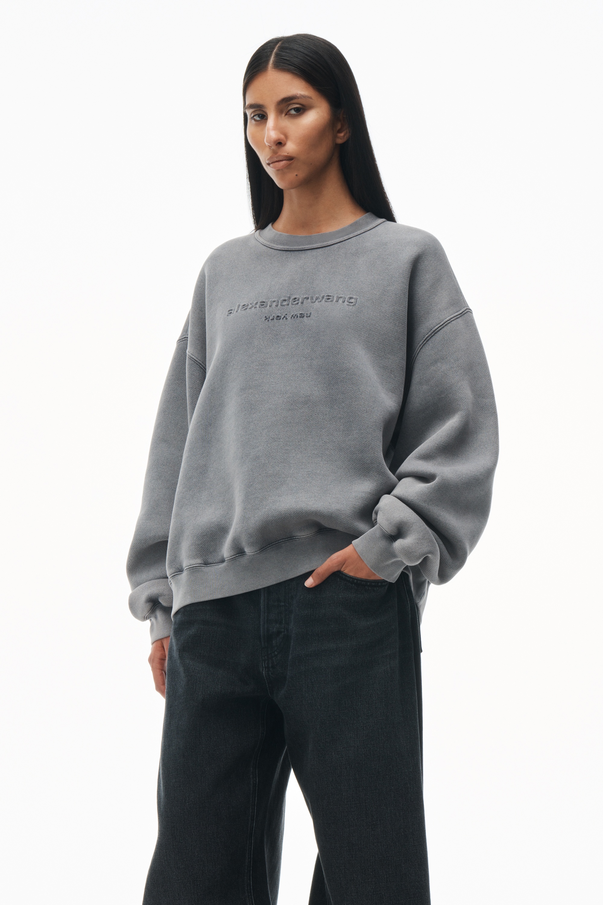 Acid Wash Sweatshirt in Structured Terry - 2