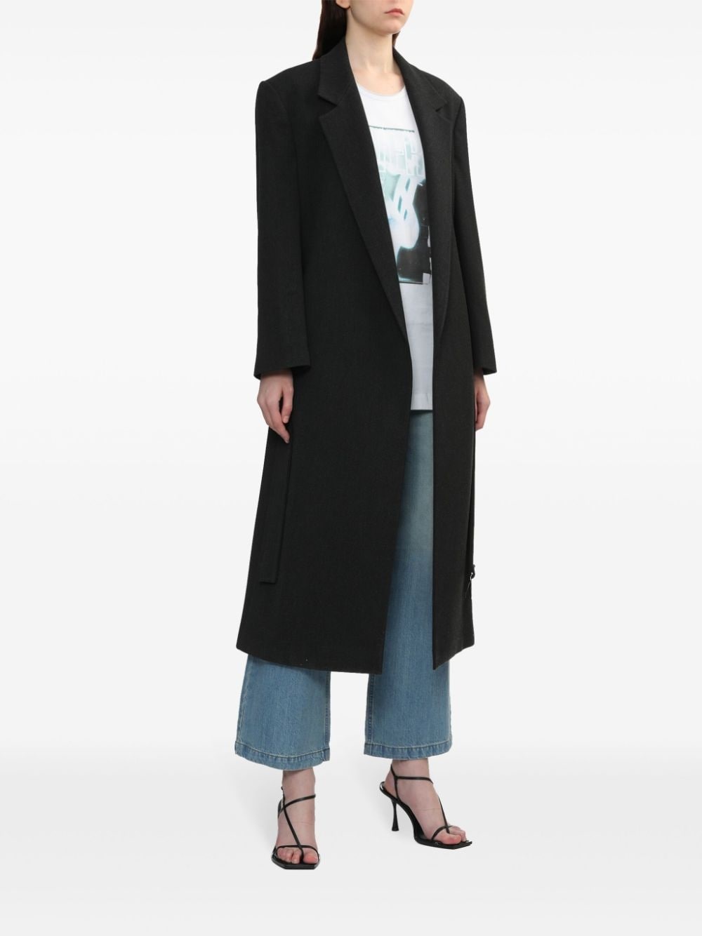 belted single-breasted coat - 2