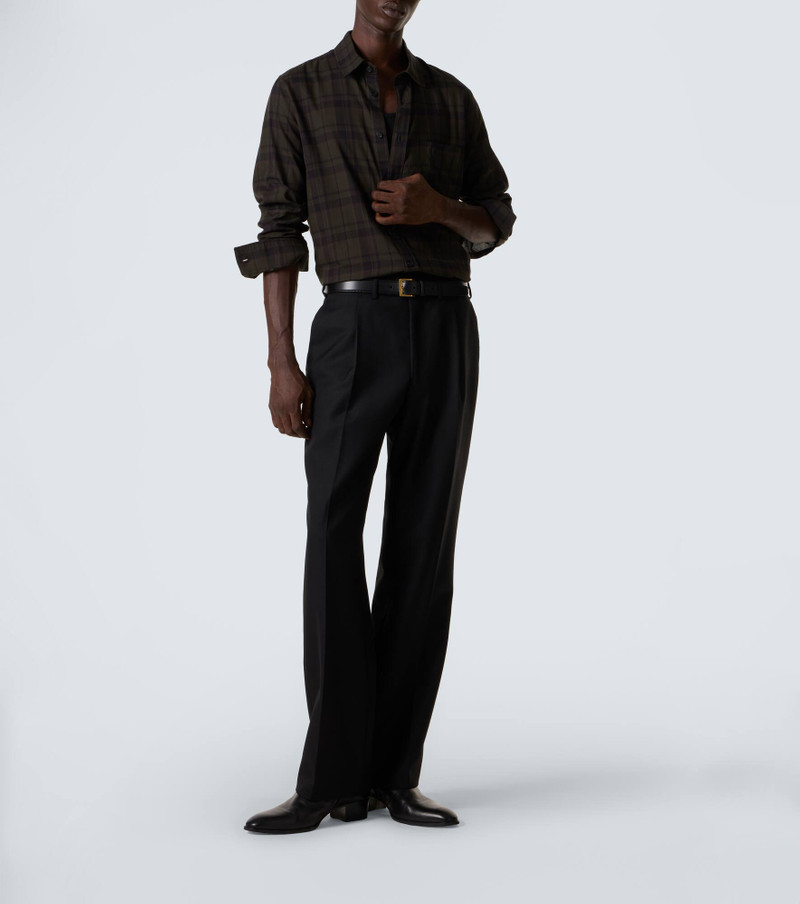 SAINT LAURENT Cassandre checked cotton flannel shirt outlook
