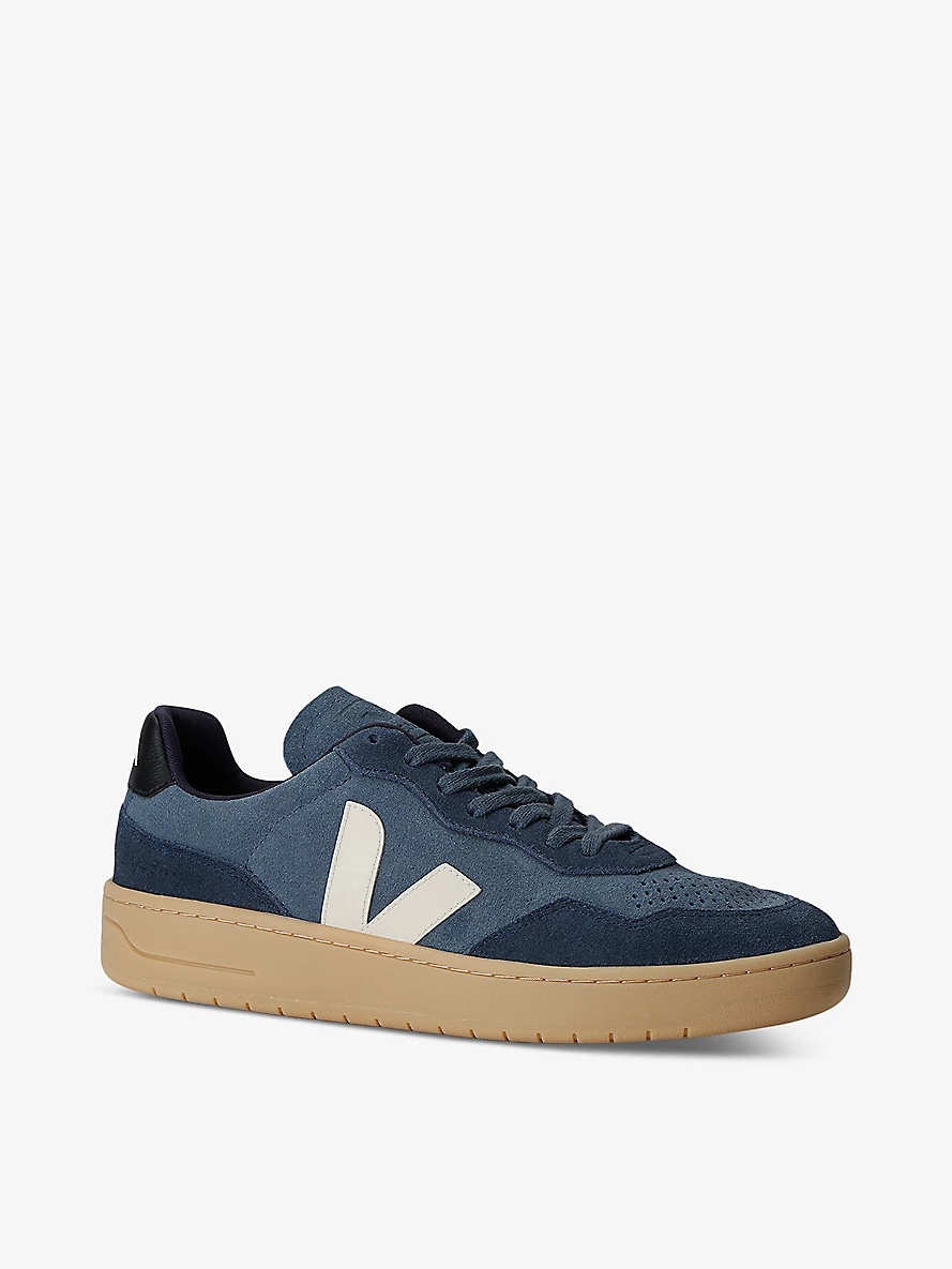 Men's V90 logo-embroidered low-top suede trainers - 3