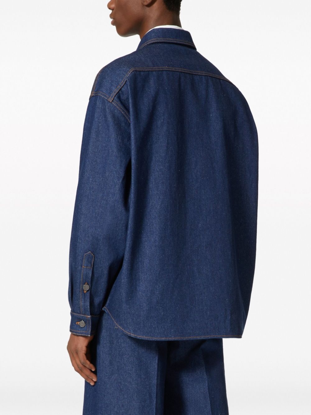 logo-appliquÃ© denim shirt - 4