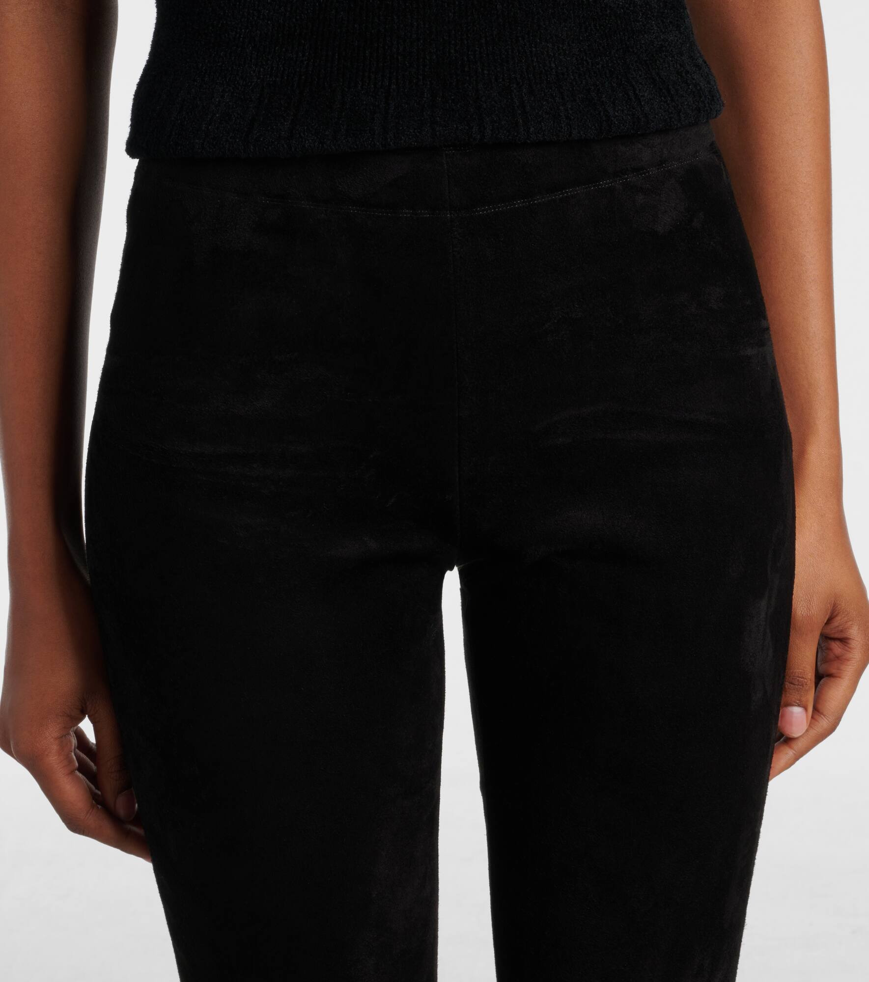 Carolyn mid-rise suede leggings - 4