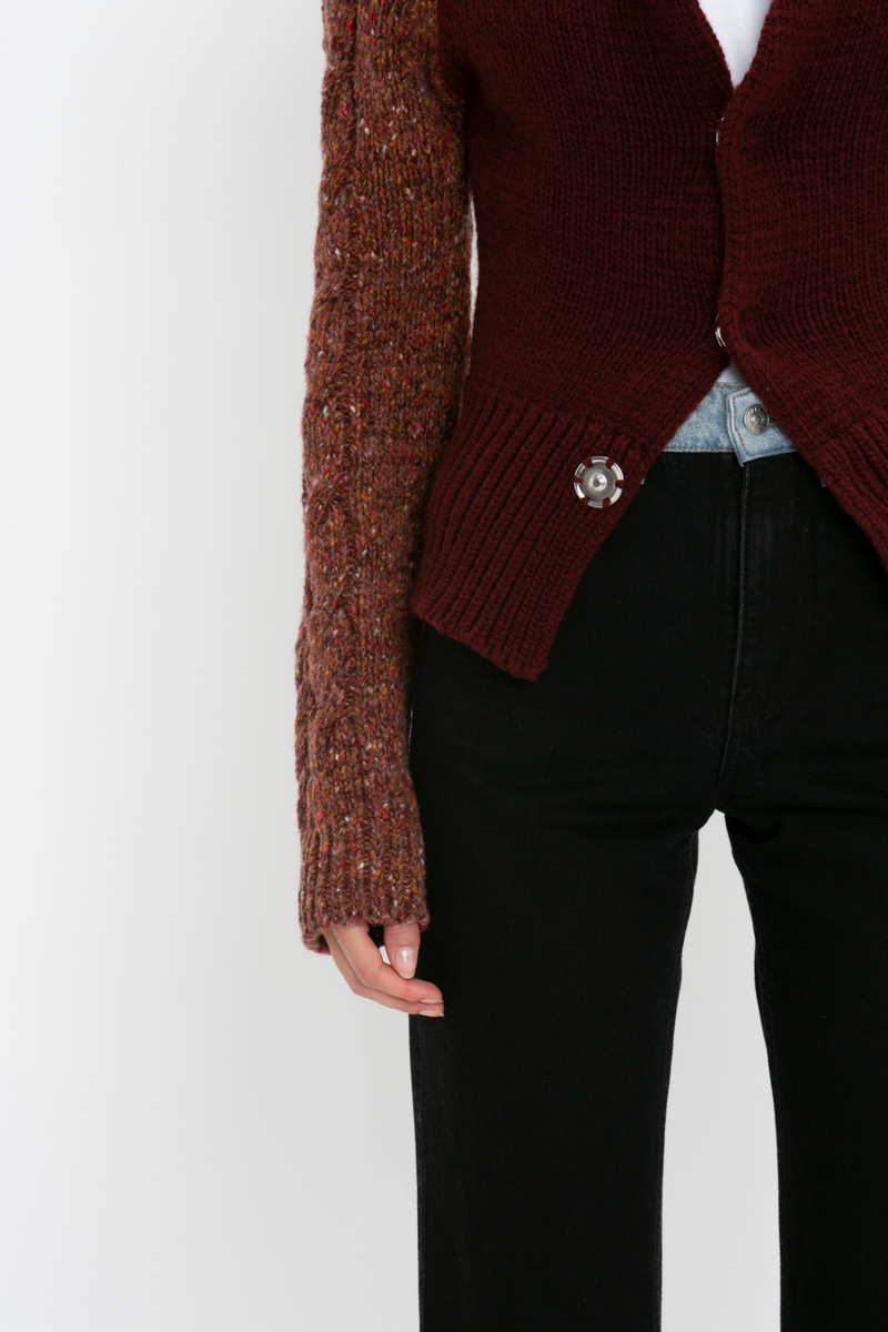 Exclusive Contrast Sleeve Cardigan In Rust 6