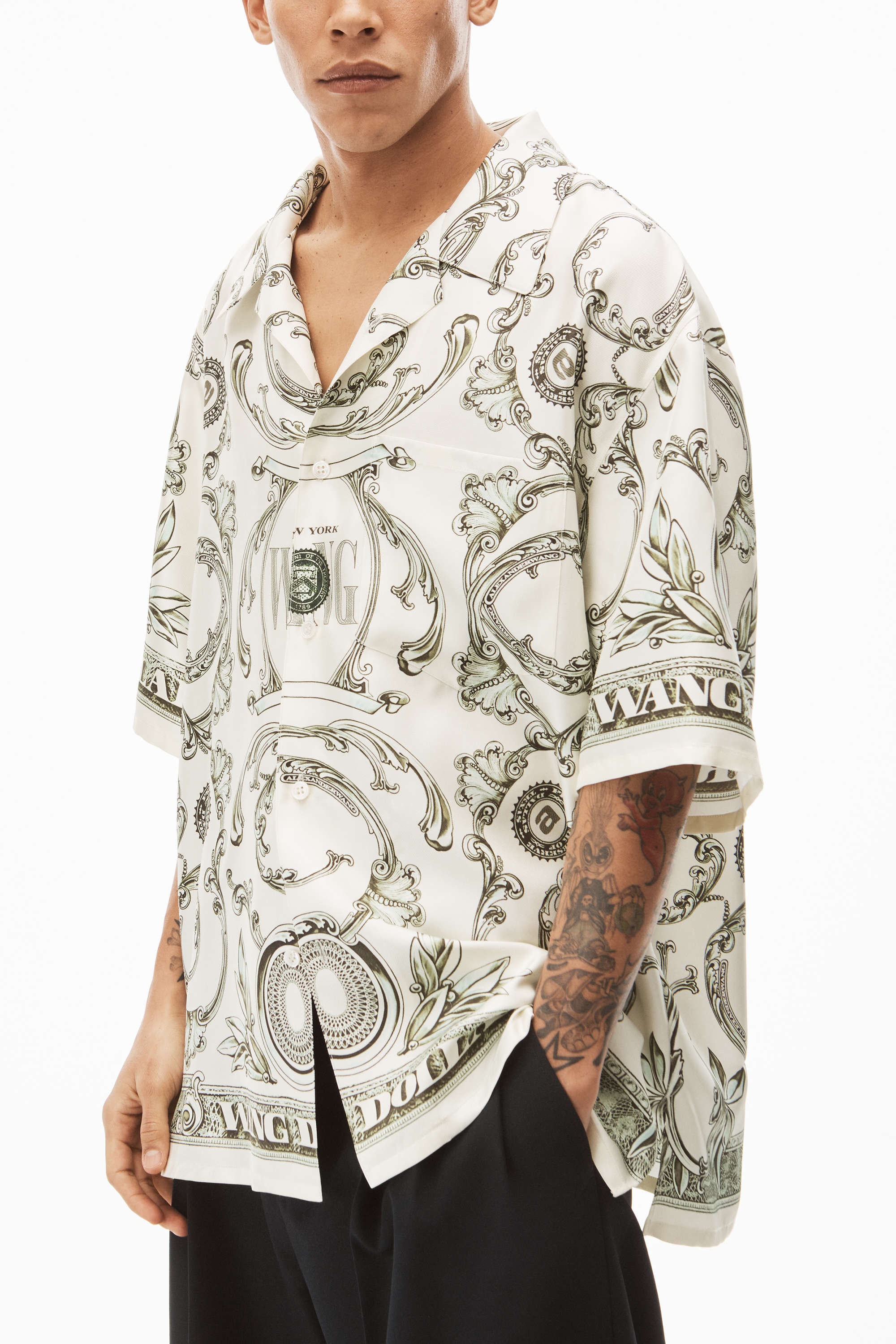 MONEY PRINT BUTTON DOWN IN SILK TWILL - 3