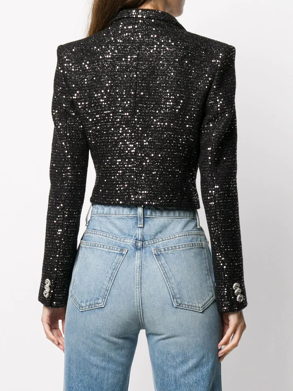 sequin-embellished cropped jacket - 4