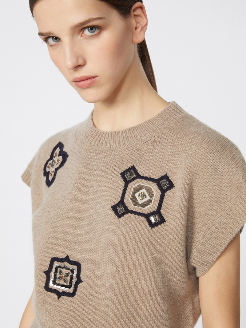ANFORA Wool and cashmere cropped sweater - SAND 5