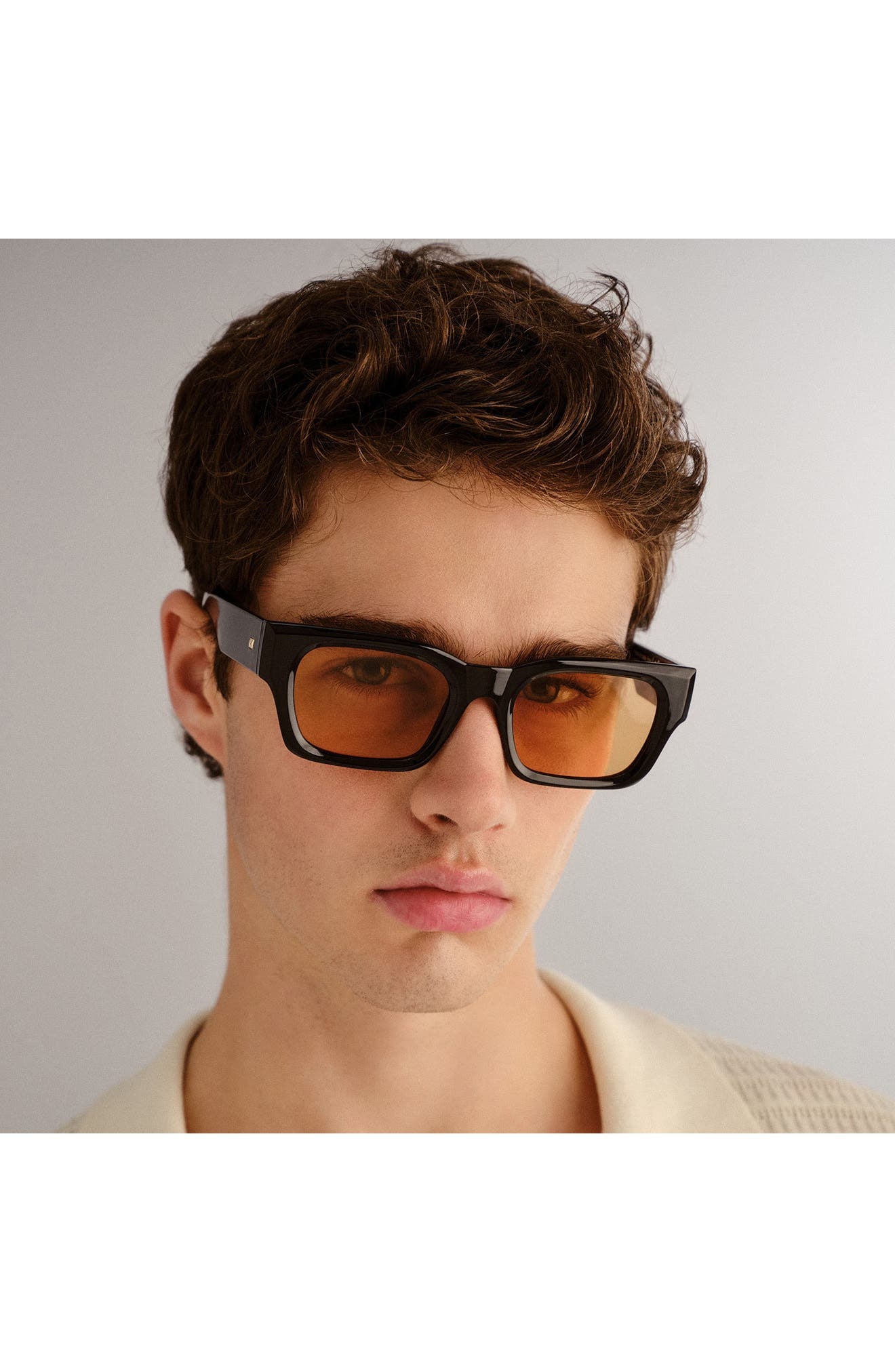 Le Specs Shmood 52mm Rectangular Sunglasses in Black/Amber Tint at Nordstrom - 3