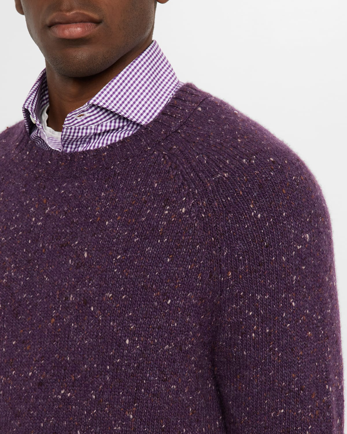 Men's Cashmere Donegal Crewneck Sweater - 5