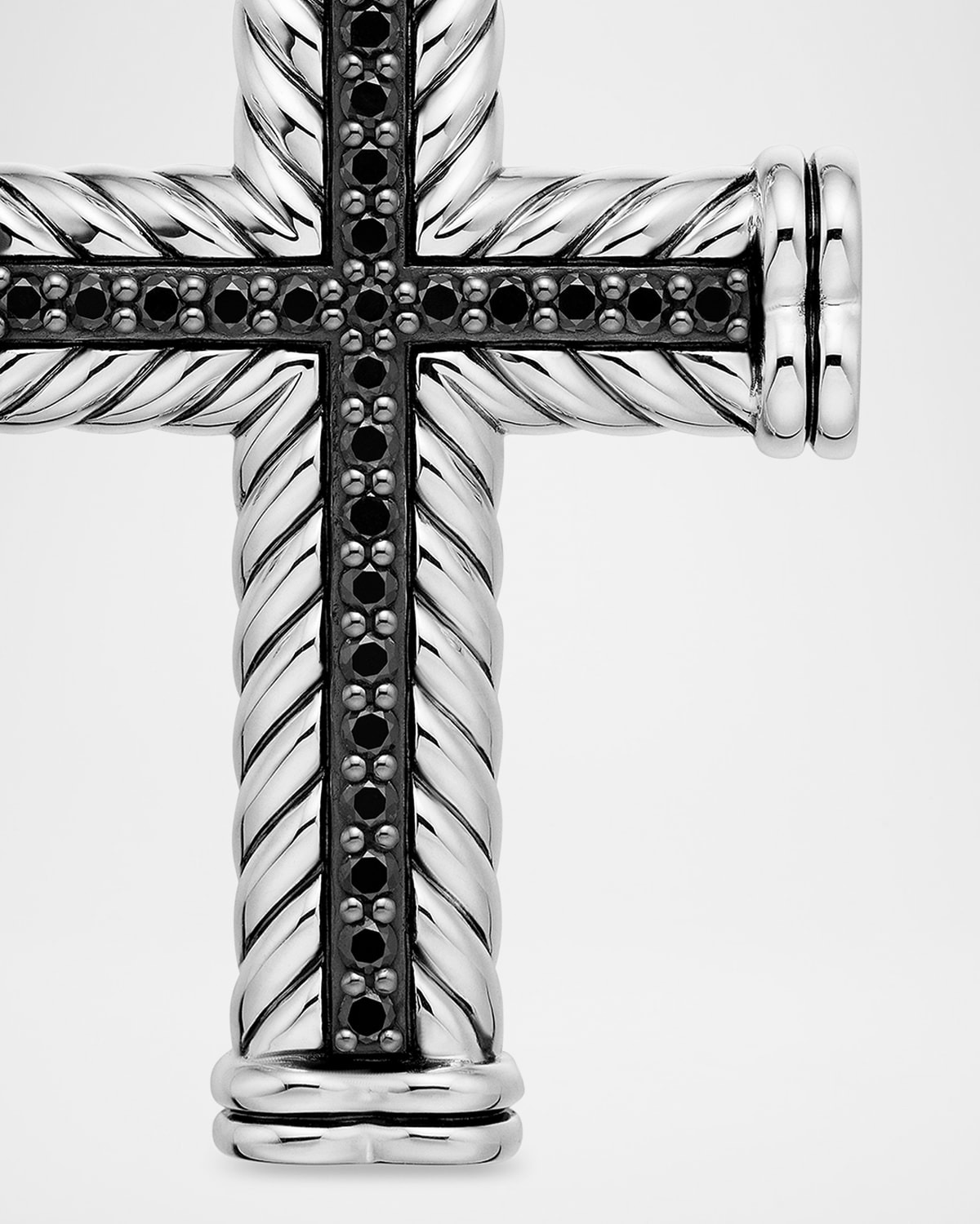 Men's Chevron Cross Pendant with Diamonds in Silver, 41.7mm - 4