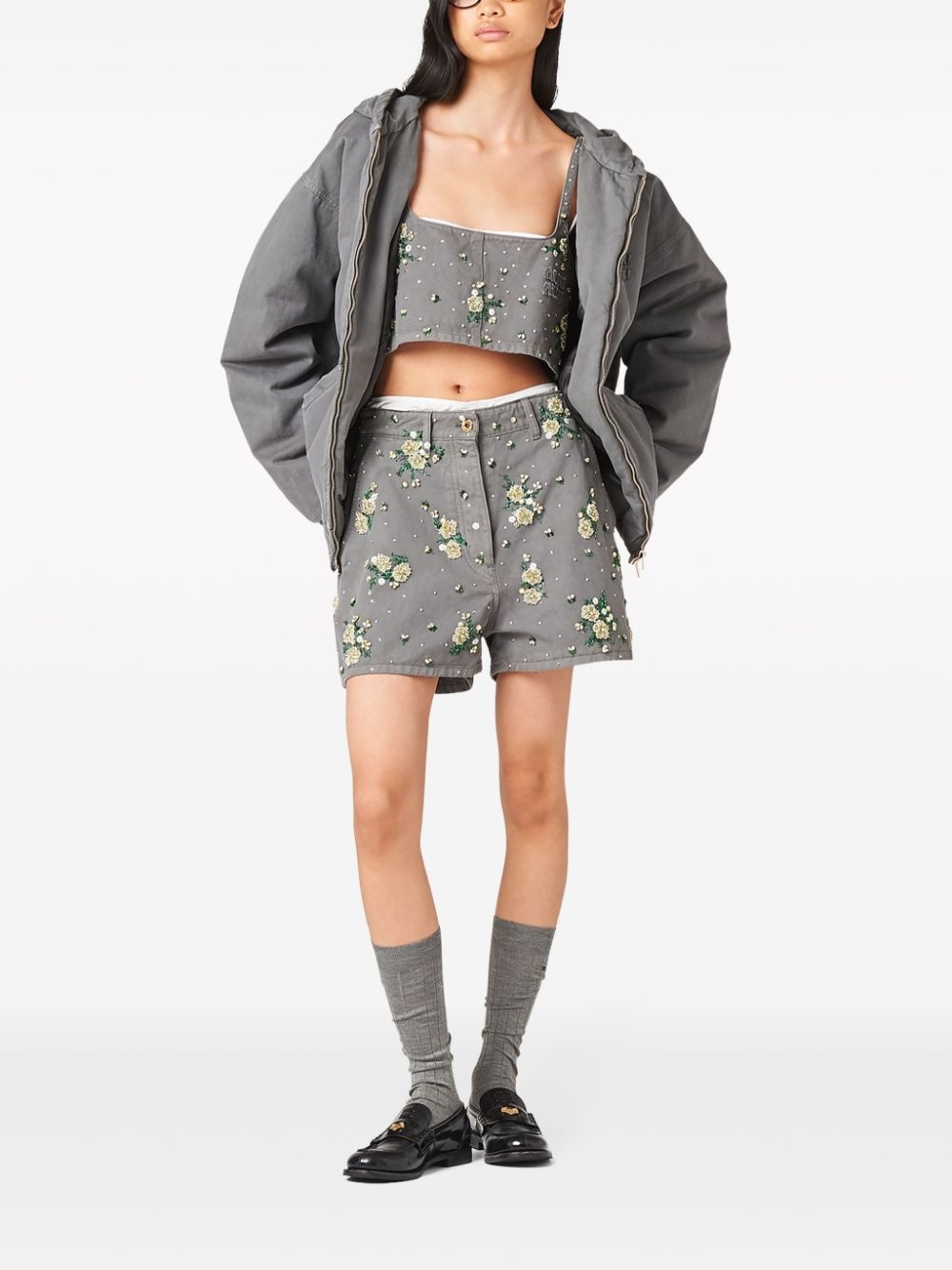 floral-embellished bermuda shorts - 2