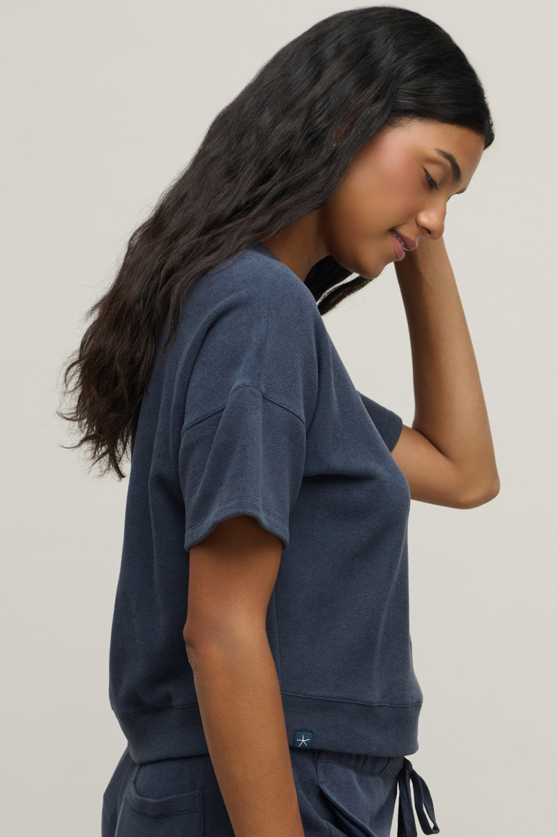Barefoot Dreams Brushed Fleece Short Sleeve Dropped Shoulder Pullover outlook