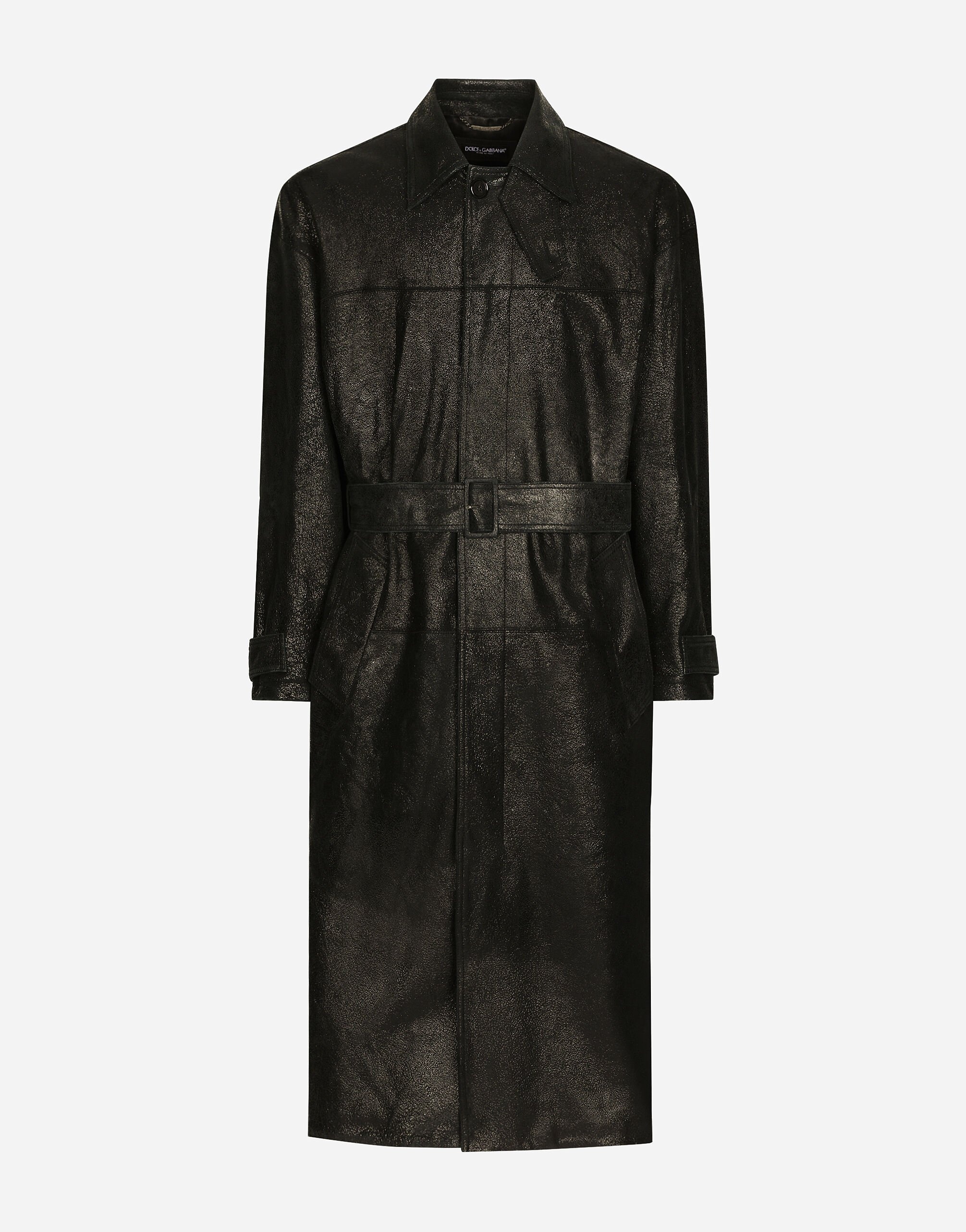 Leather trench coat with belt - 1