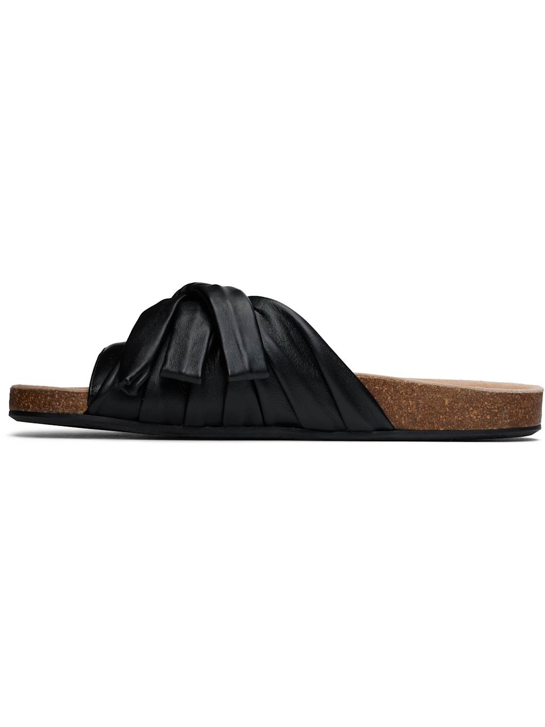 Black Bow Flat Sandals - 3