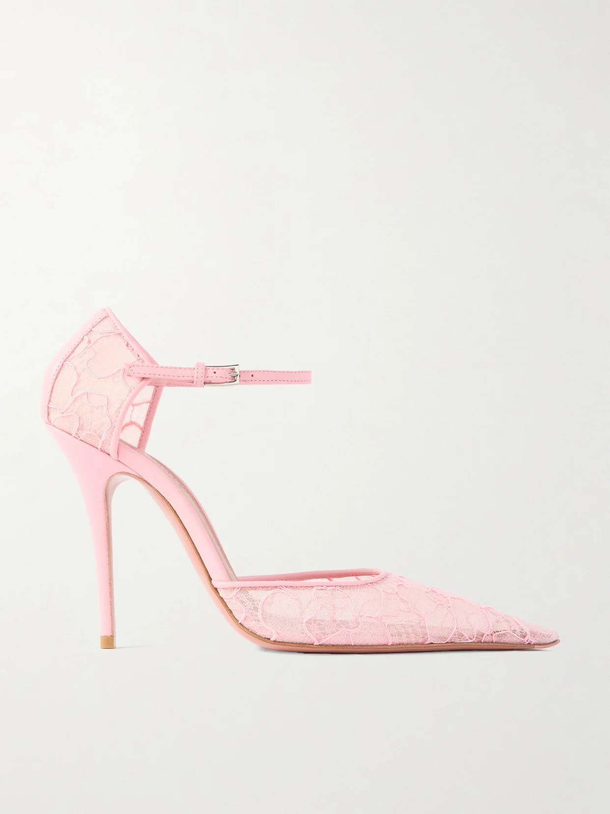 Barbara Leather-trimmed Lace Pumps - 1