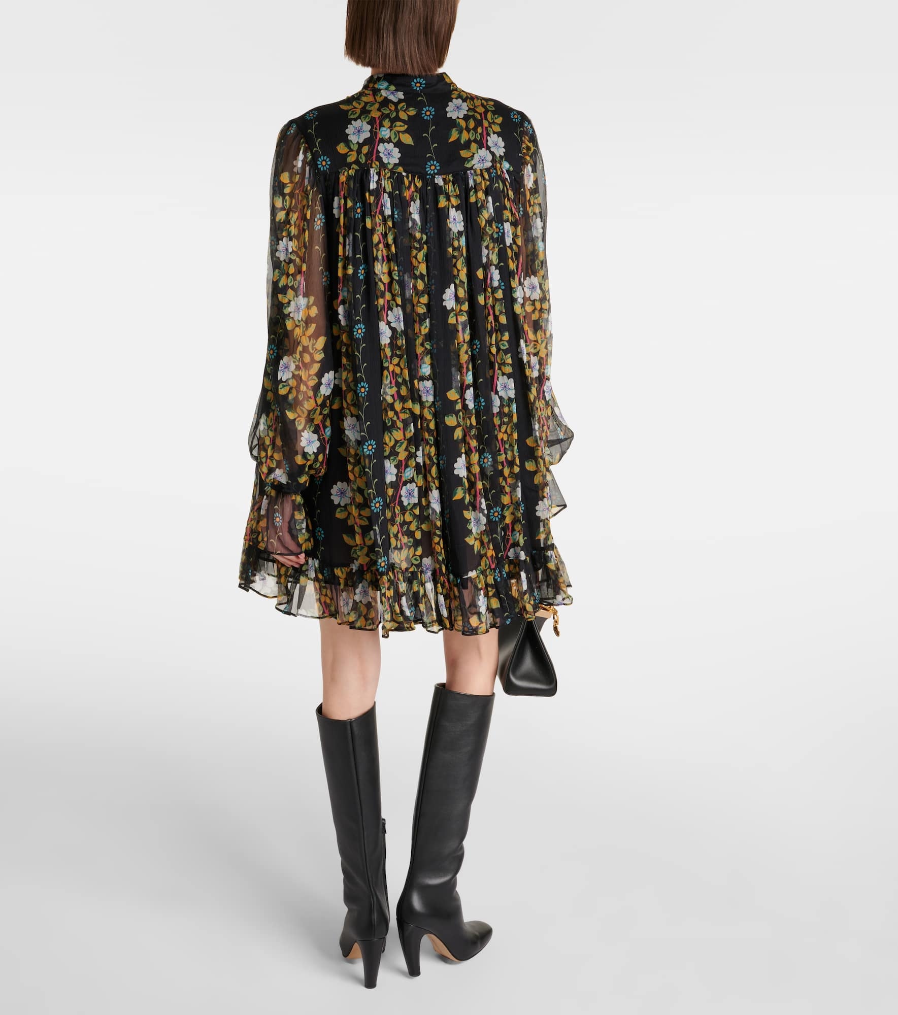 Floral silk crepon minidress - 3