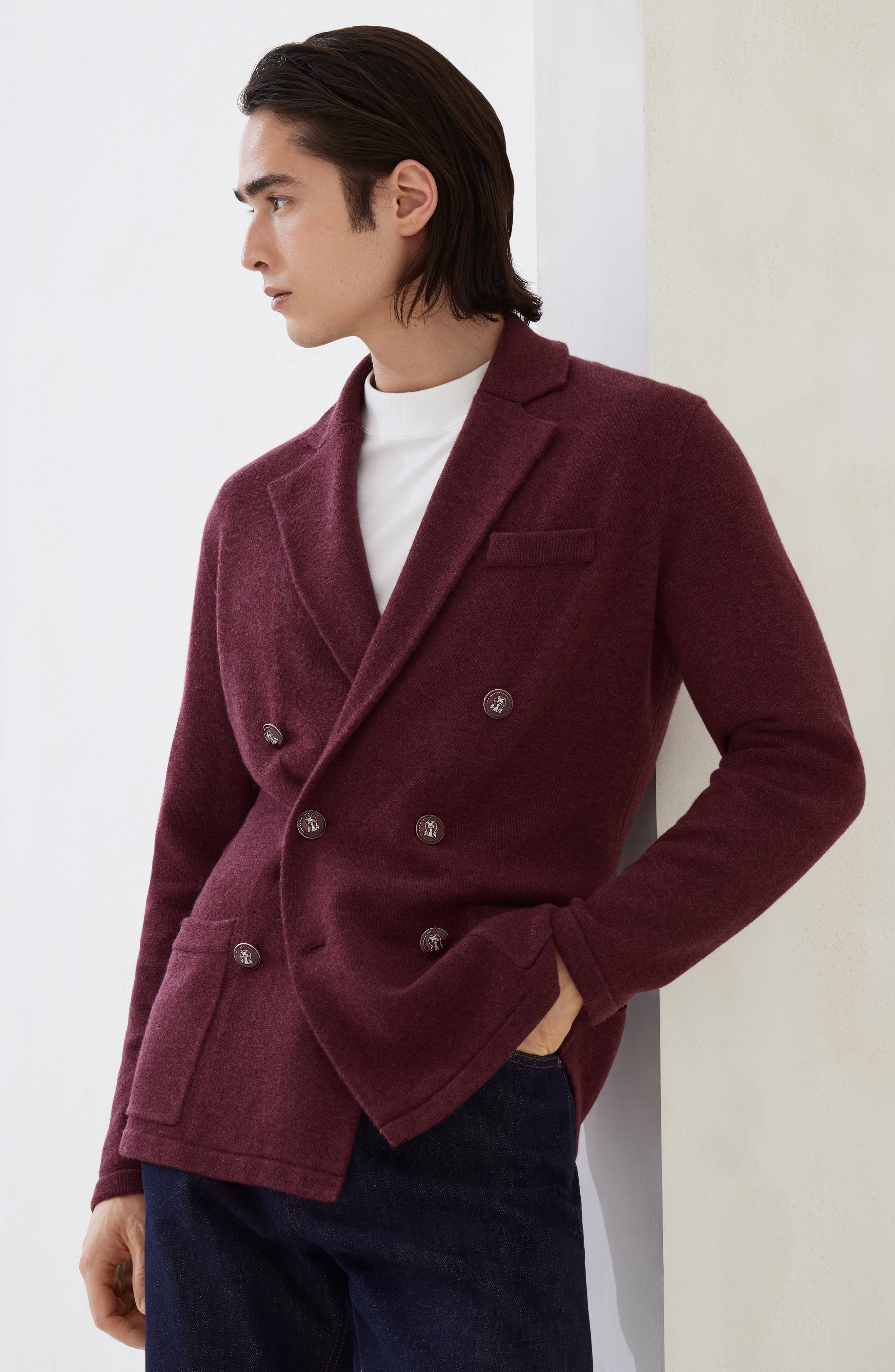 Brunello Cucinelli Jacket-style cardigan in Burgundy at Nordstrom - 5