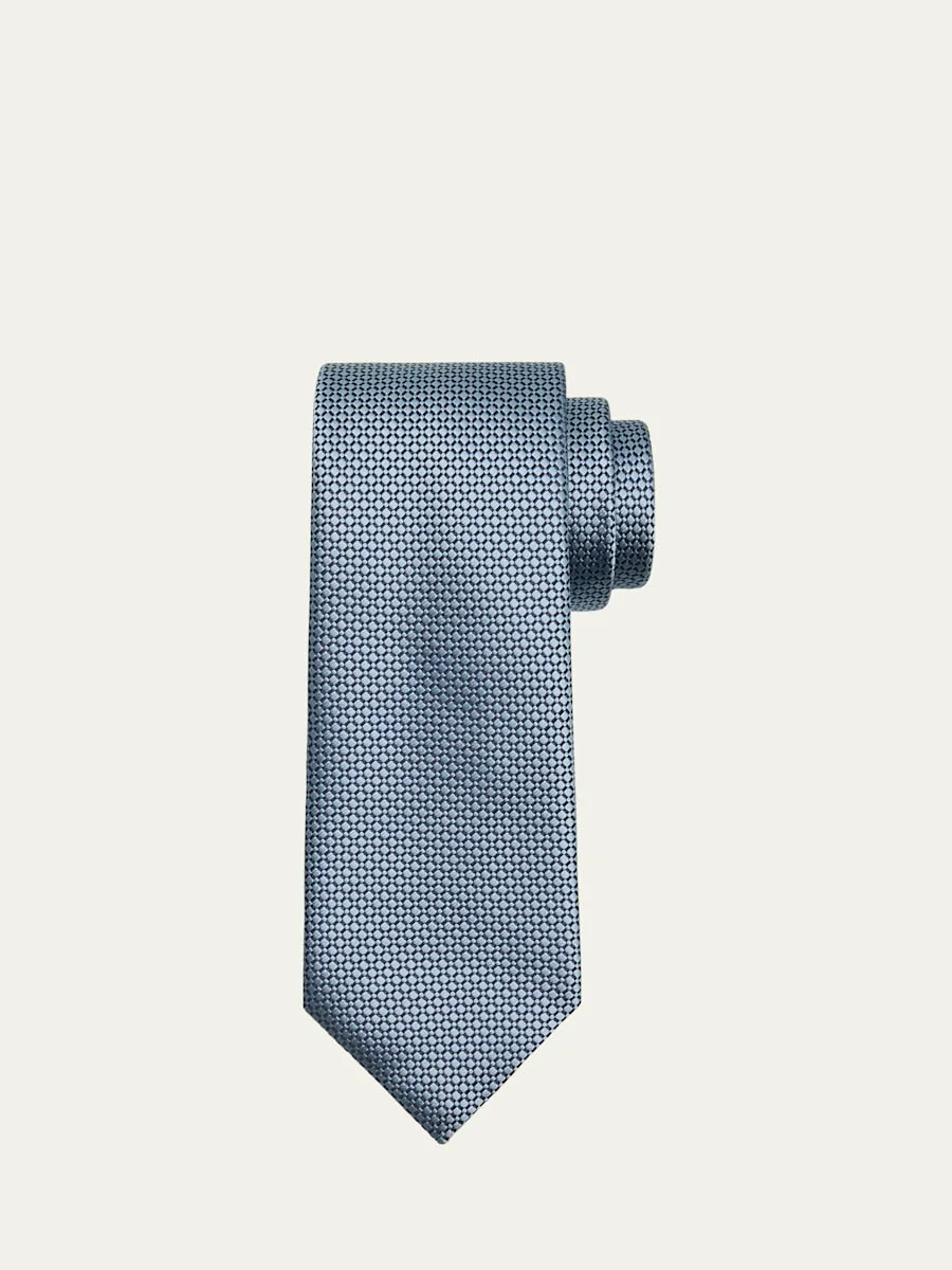 Men's Tonal Oval Jacquard Silk Tie - 1