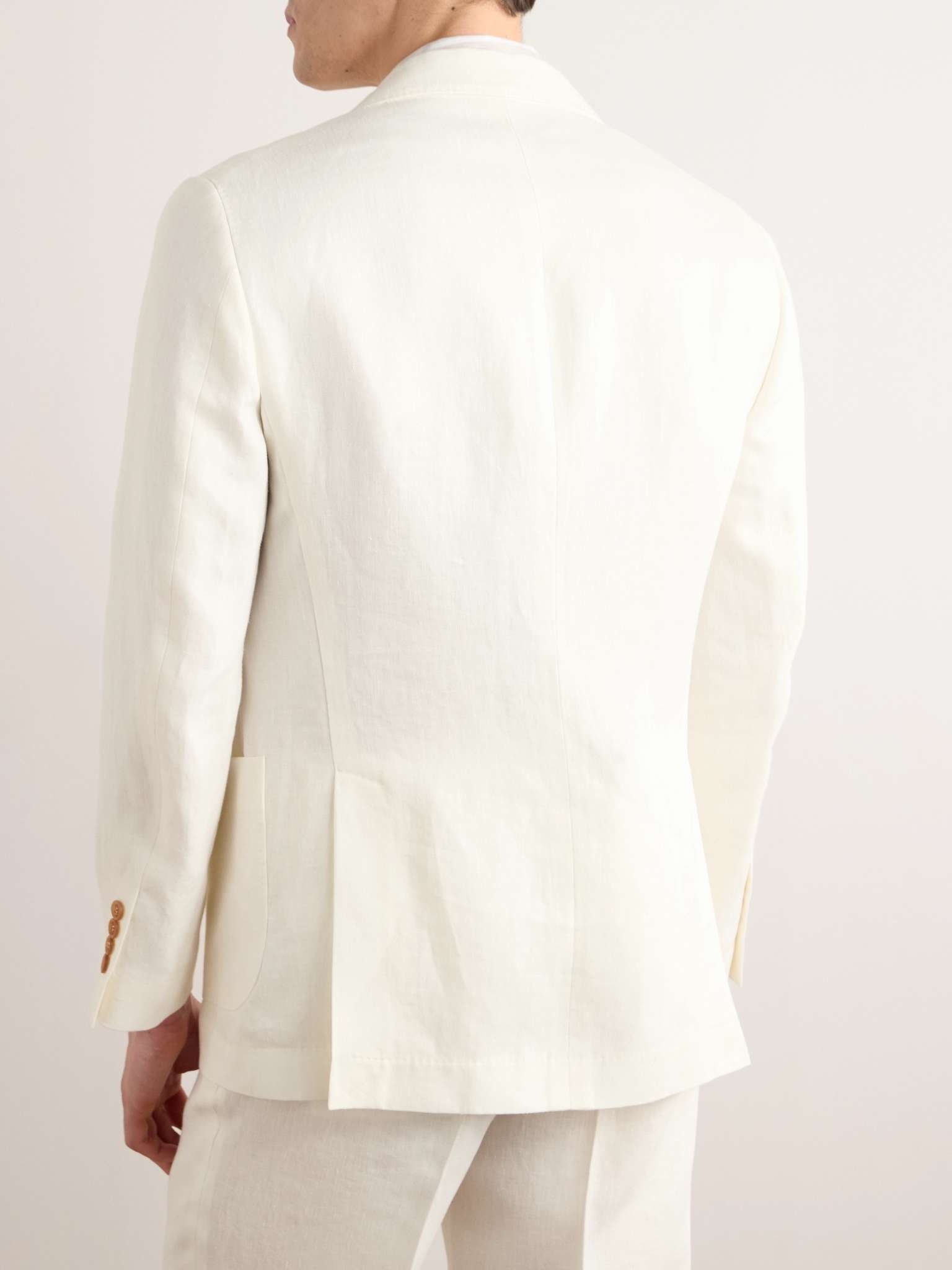 Double-Breasted Linen Suit Jacket - 4