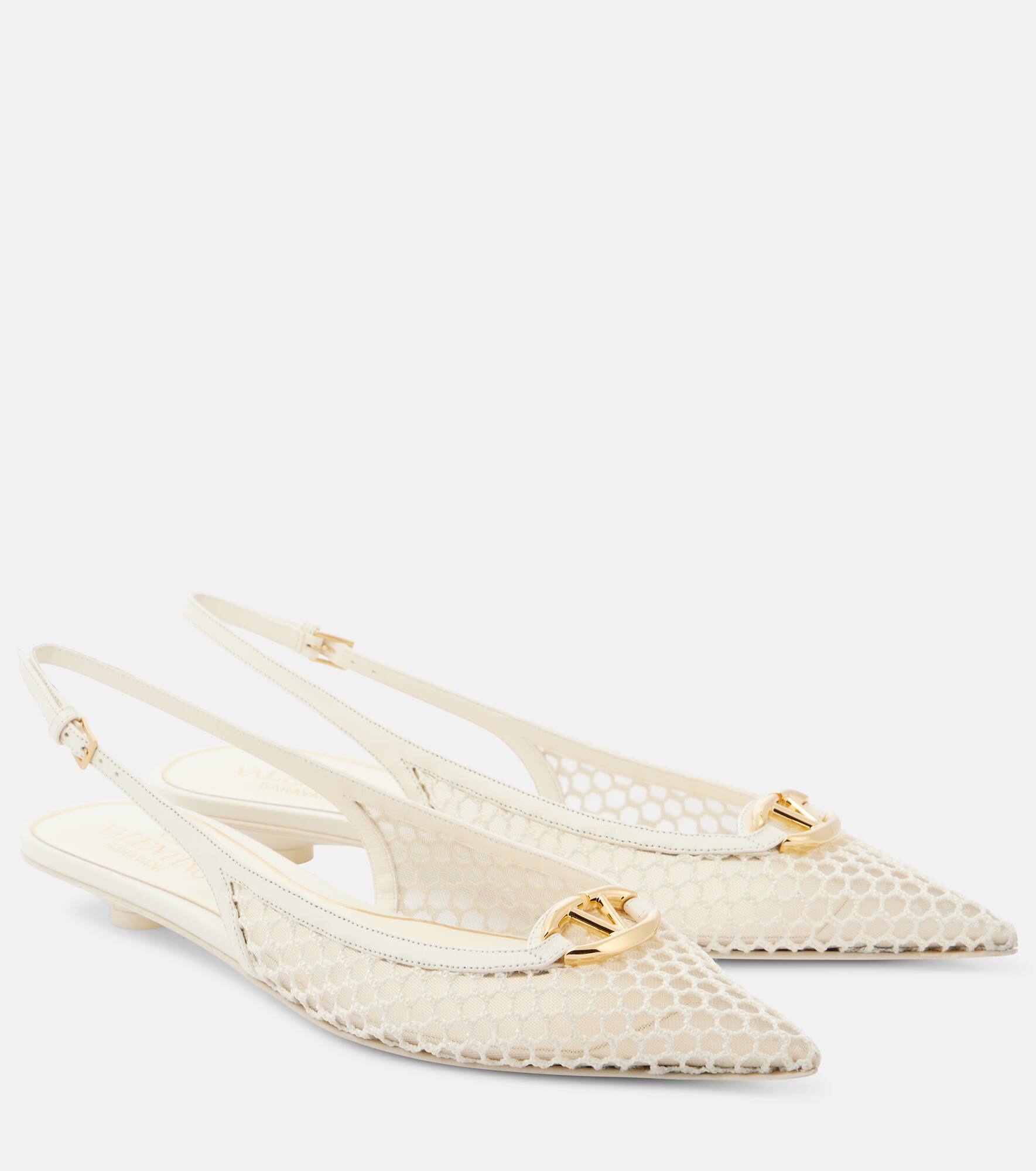 VLogo mesh and leather slingback flats - 1