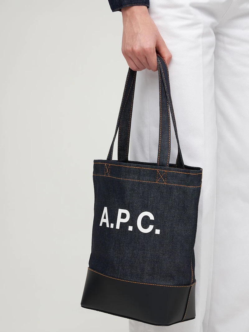 AXEL SMALL DENIM & LEATHER TOTE BAG - 3