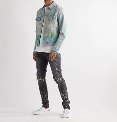 AMIRI Distressed Printed Denim Trucker Jacket outlook