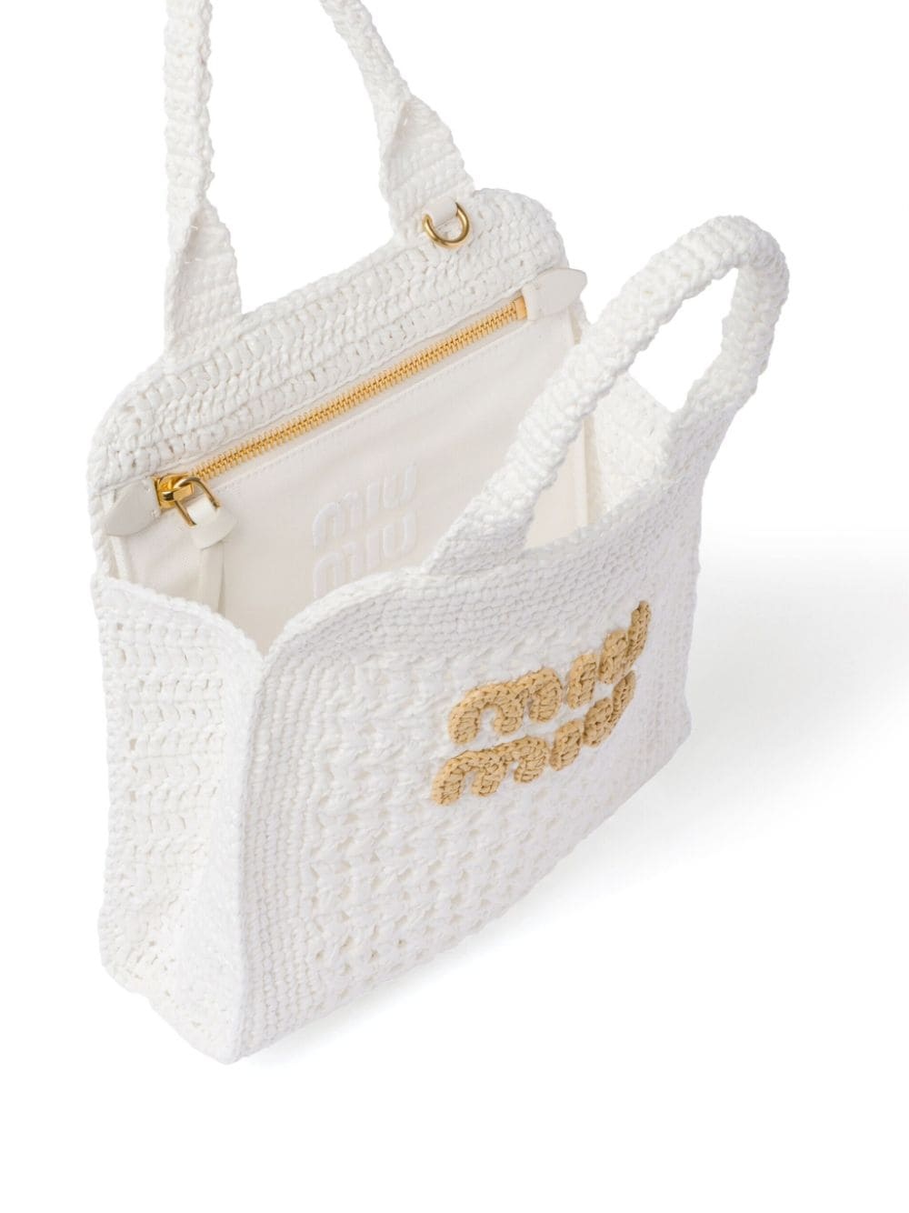 crochet raffia tote bag - 5