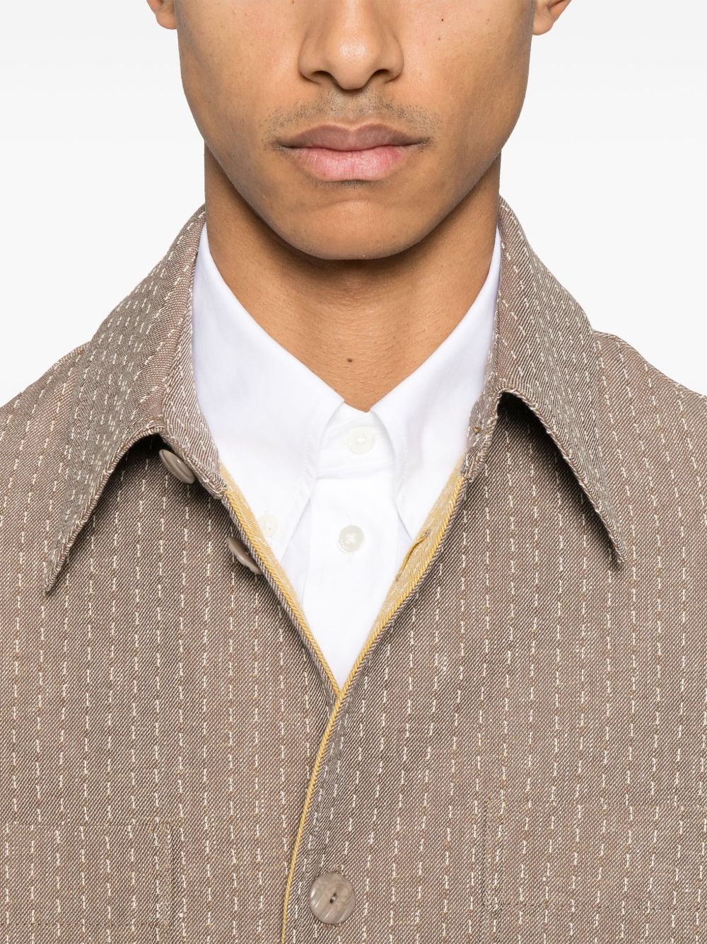 jacquard-stitching shirt jacket - 5