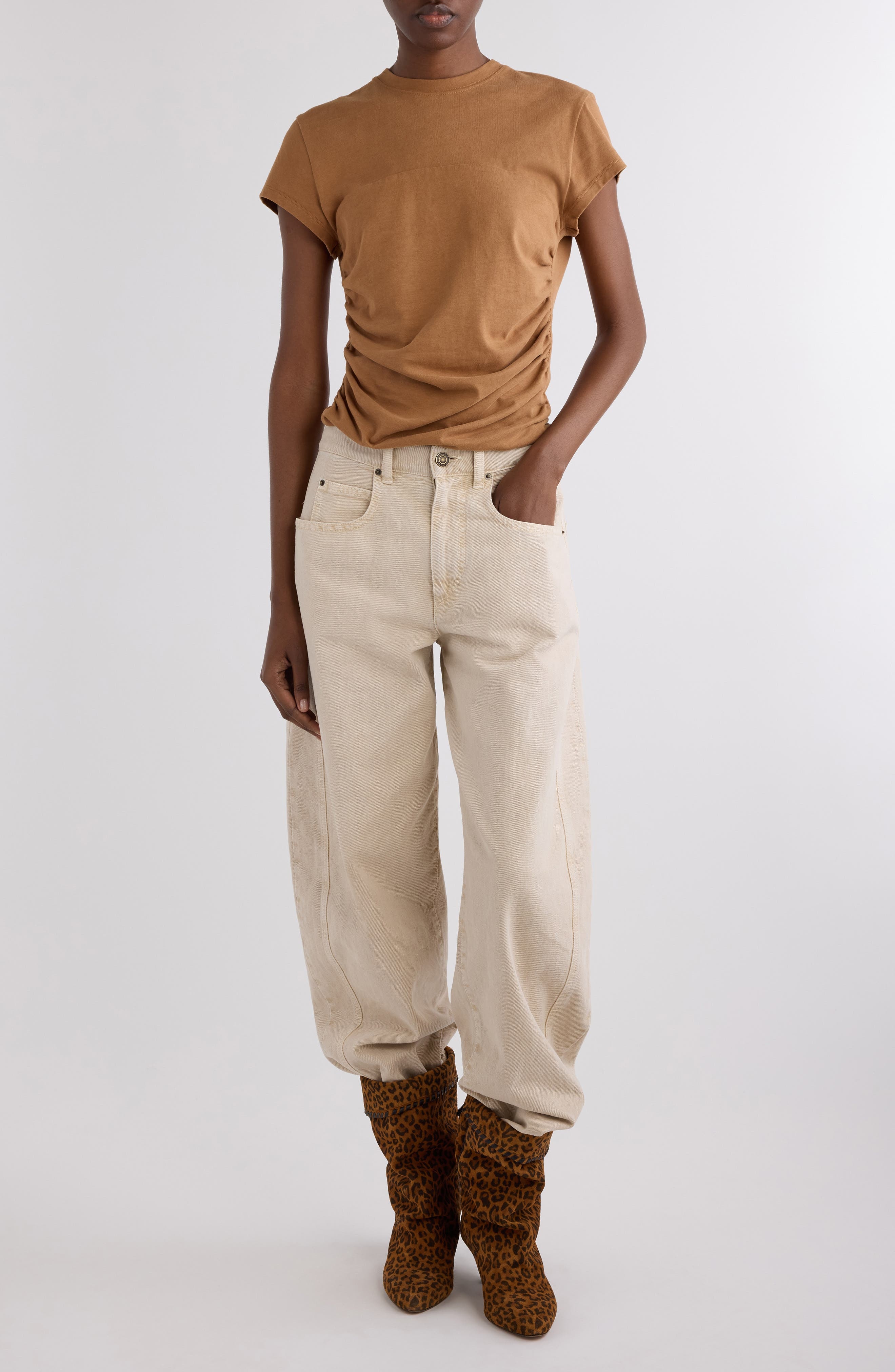 Isabel Marant Maelie Ruched T-Shirt in Caramel at Nordstrom - 2