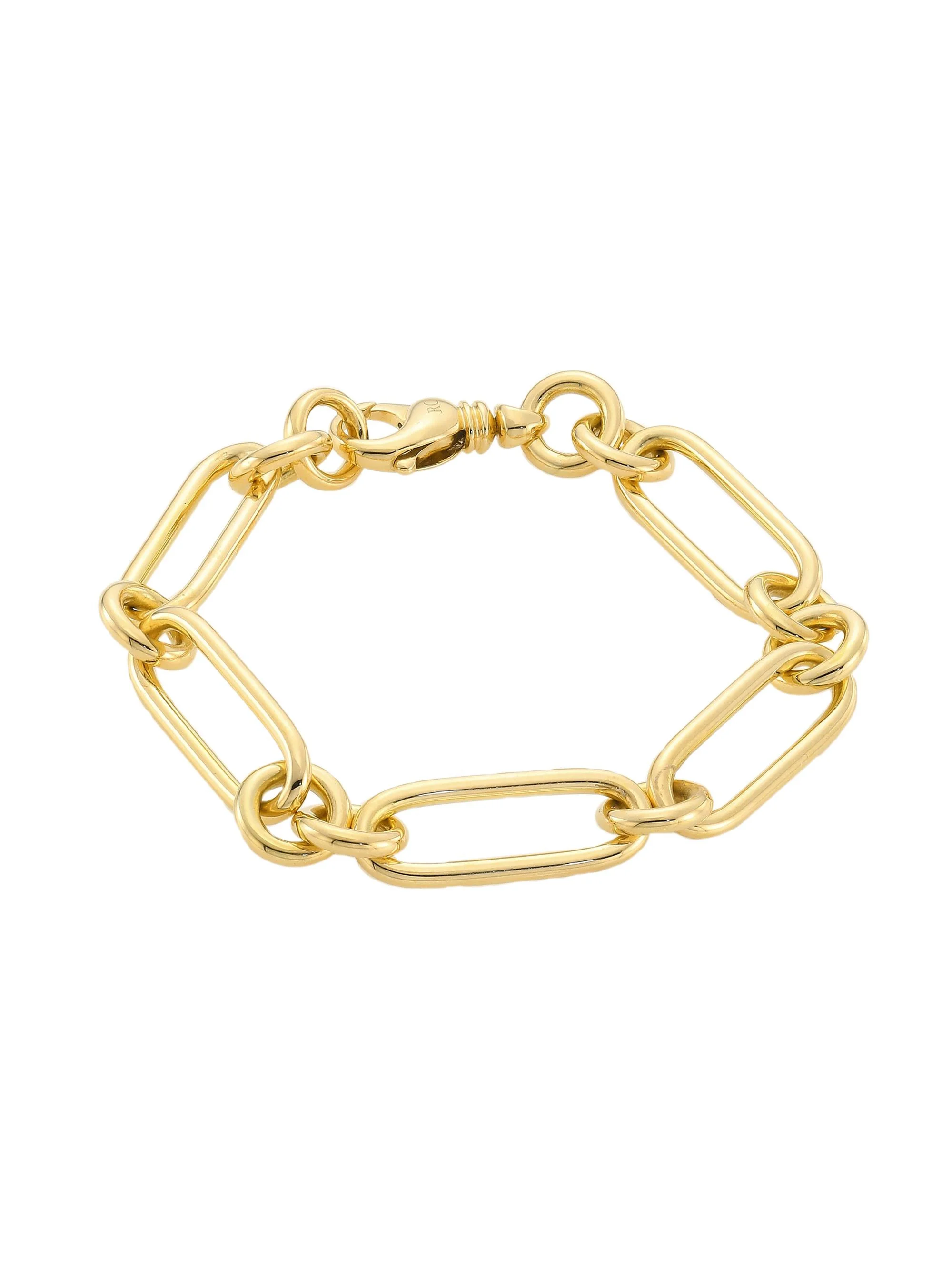 Women's 18K Yellow Gold Paper Clip Chain Bracelet/7" - Yellow Gold - 1