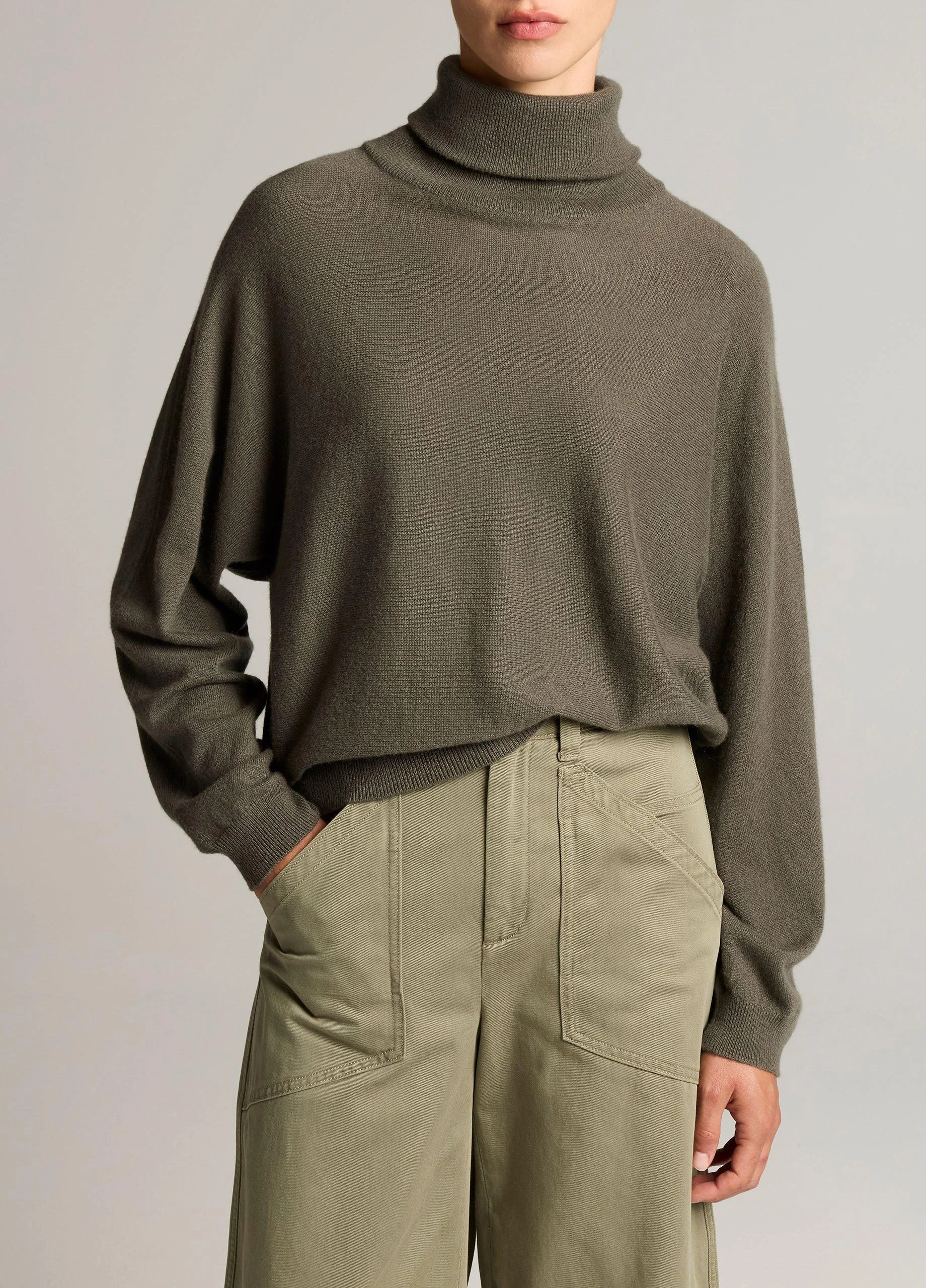 Wool-Cashmere Dolman-Sleeve Turtleneck Sweater - 1