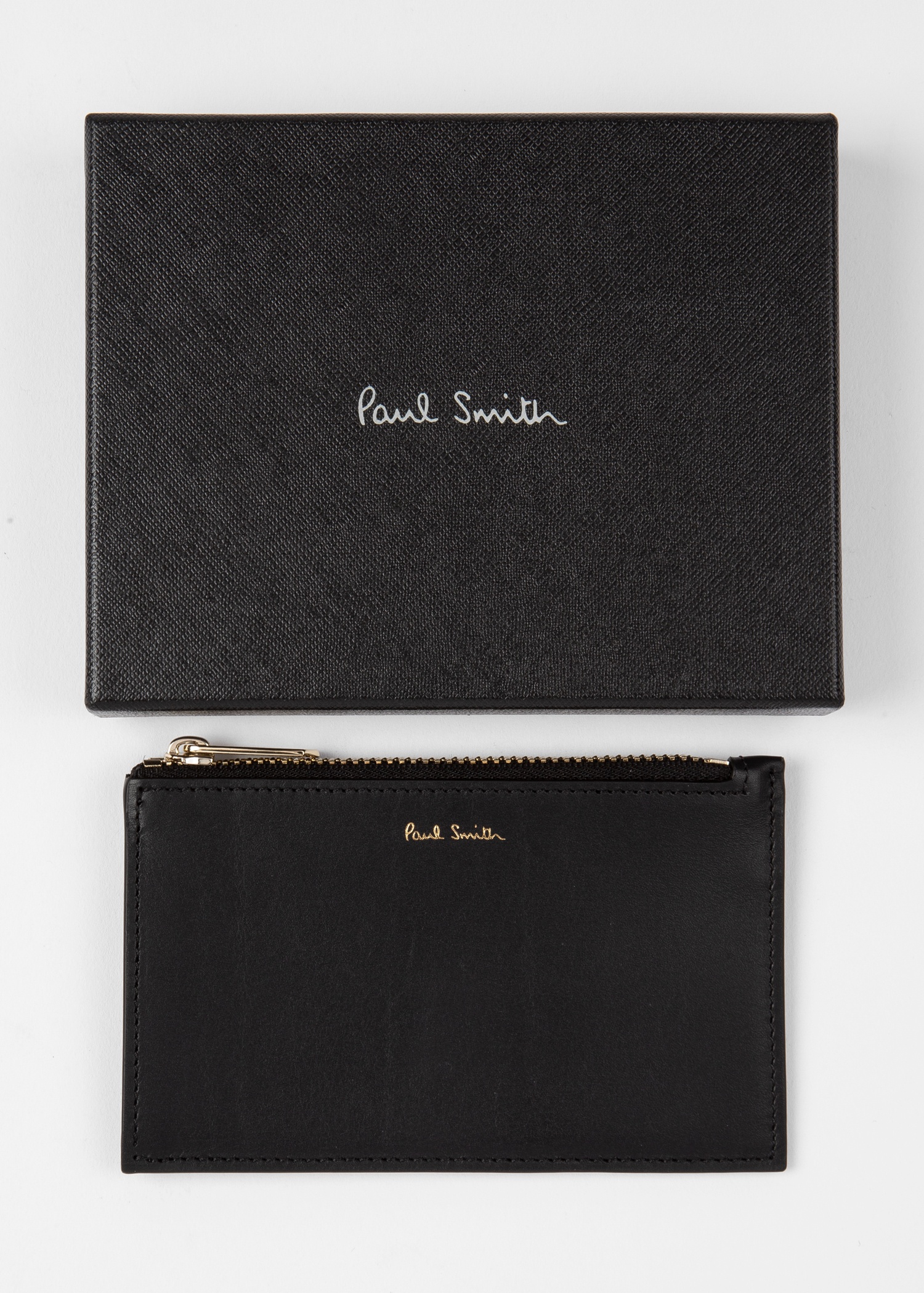 Black 'Signature Stripe' Leather Zip Pouch - 6