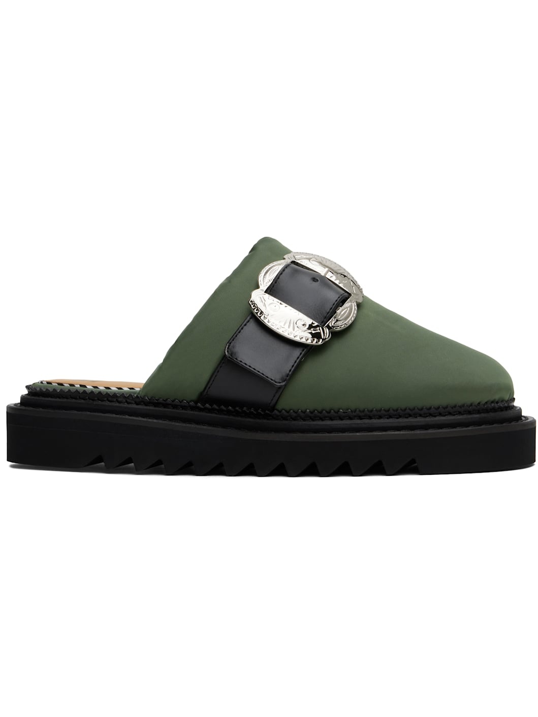 Khaki Buckle Slippers - 1